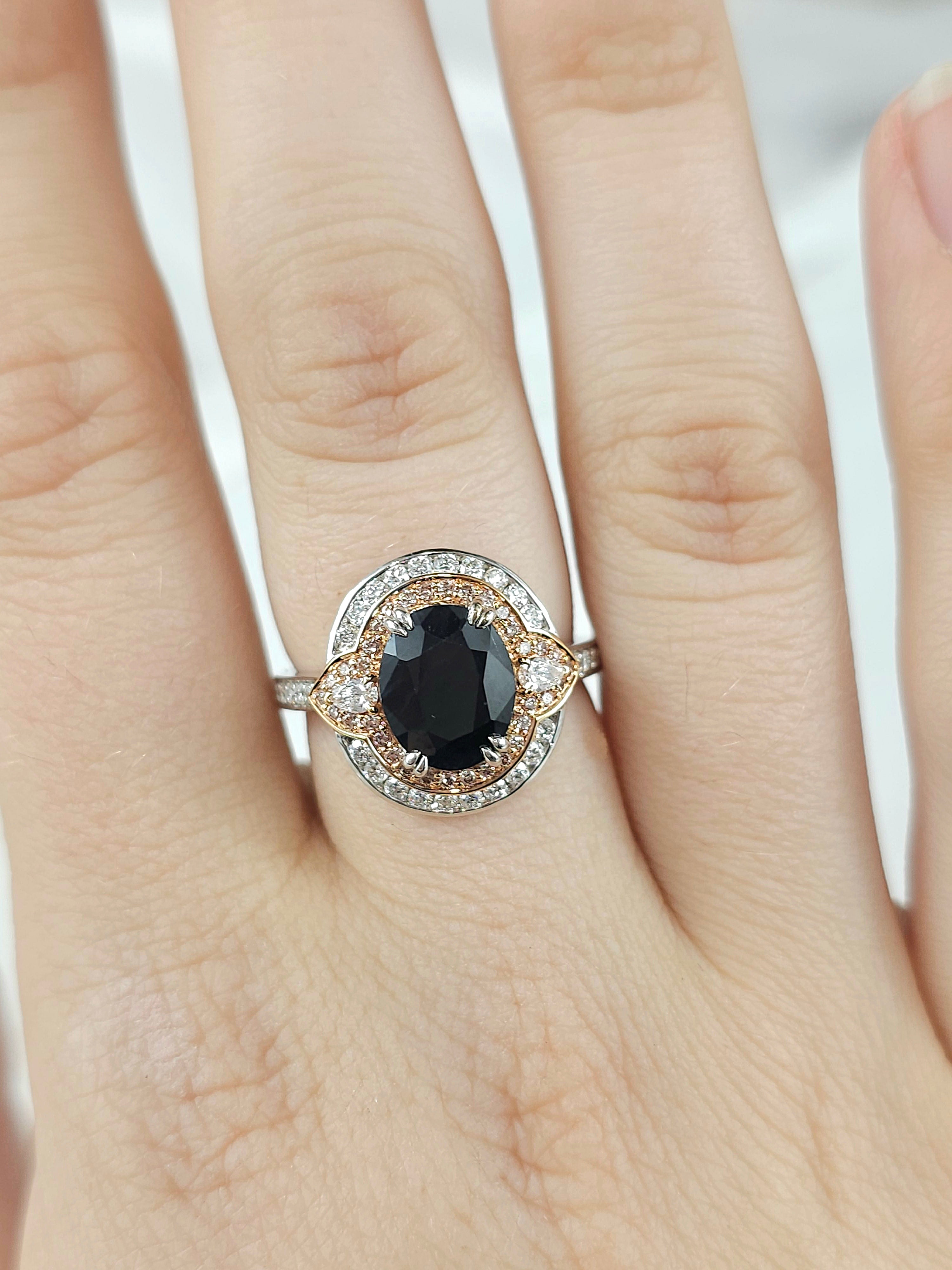 18ct White and Rose Gold Sapphire, 'Pink Caviar' Argyle Diamond and White Diamond Ring