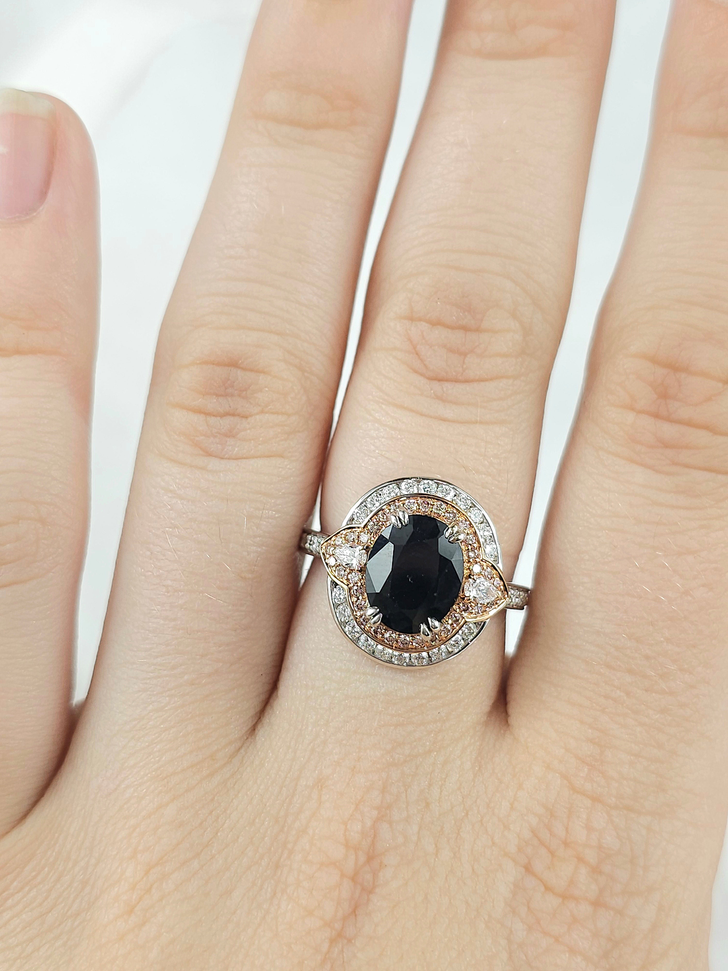 18ct White and Rose Gold Sapphire, 'Pink Caviar' Argyle Diamond and White Diamond Ring