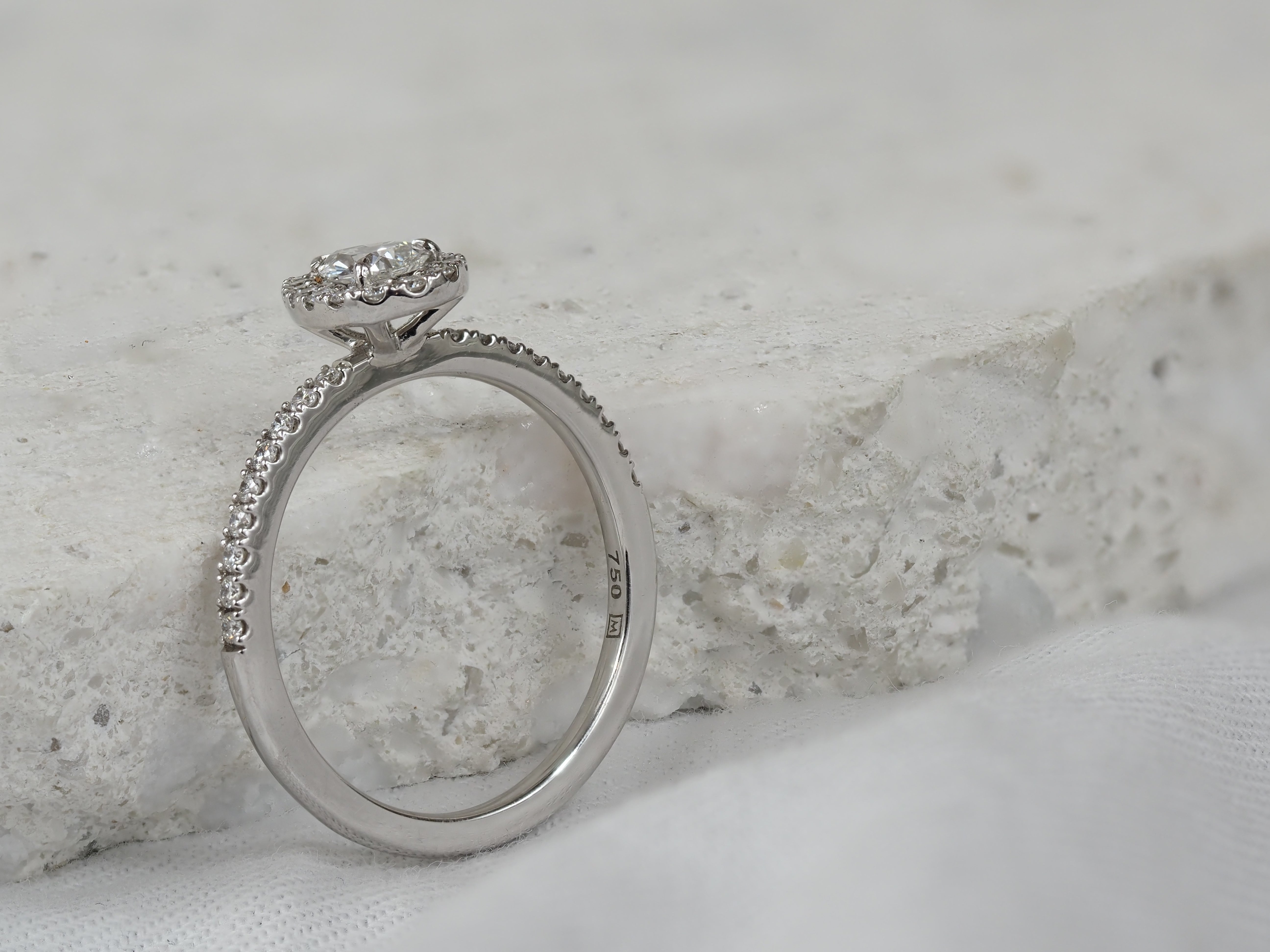 18ct White Gold Pear Cut Diamond Engagement Ring, 0.30 carat Centre