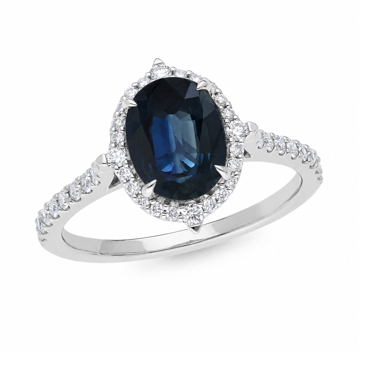 9ct White Gold Sapphire and Diamond ring, 2.09ct centre