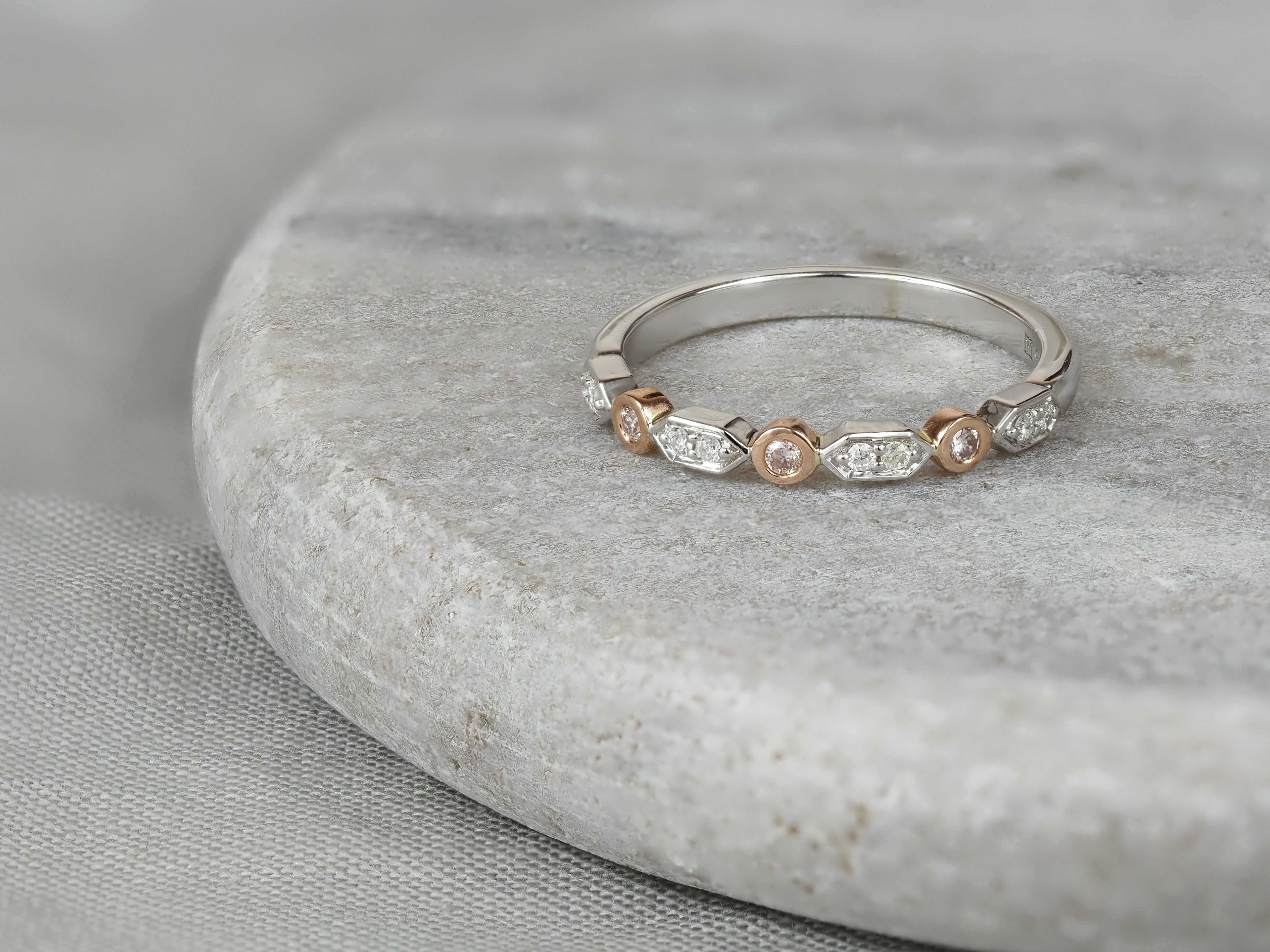 9ct Rose and White Gold 'Pink Caviar' Argyle Diamond Ring, 0.13ct total