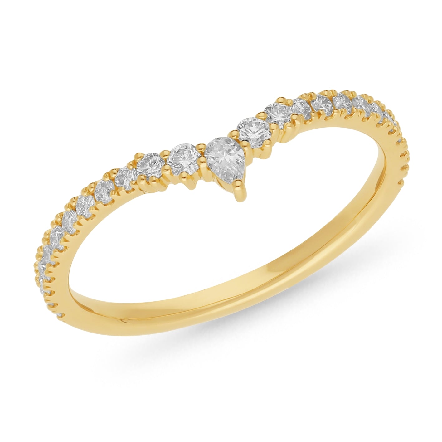 9ct Yellow Gold Diamond curved band