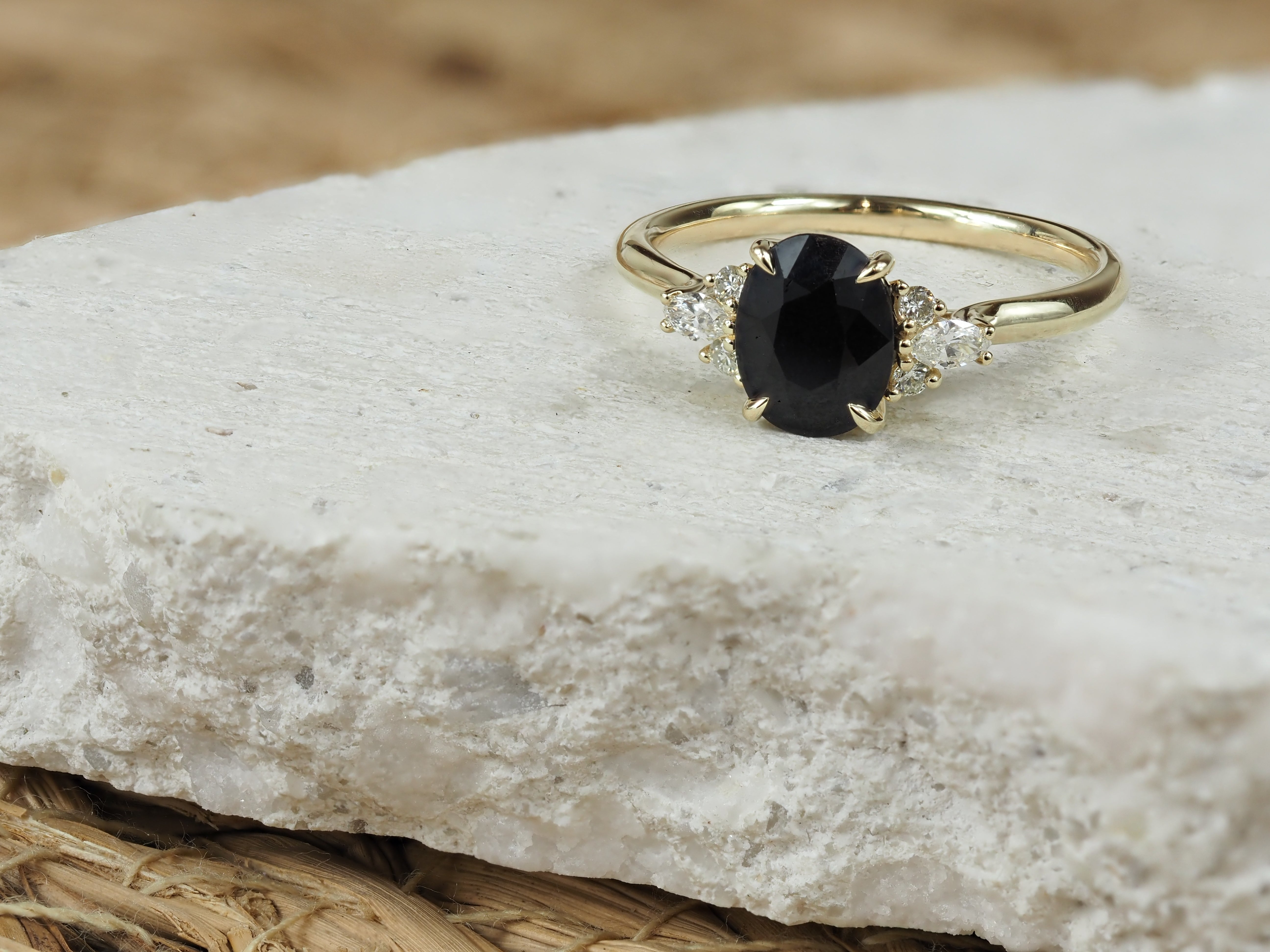 9ct Yellow Gold Sapphire and Diamond Ring