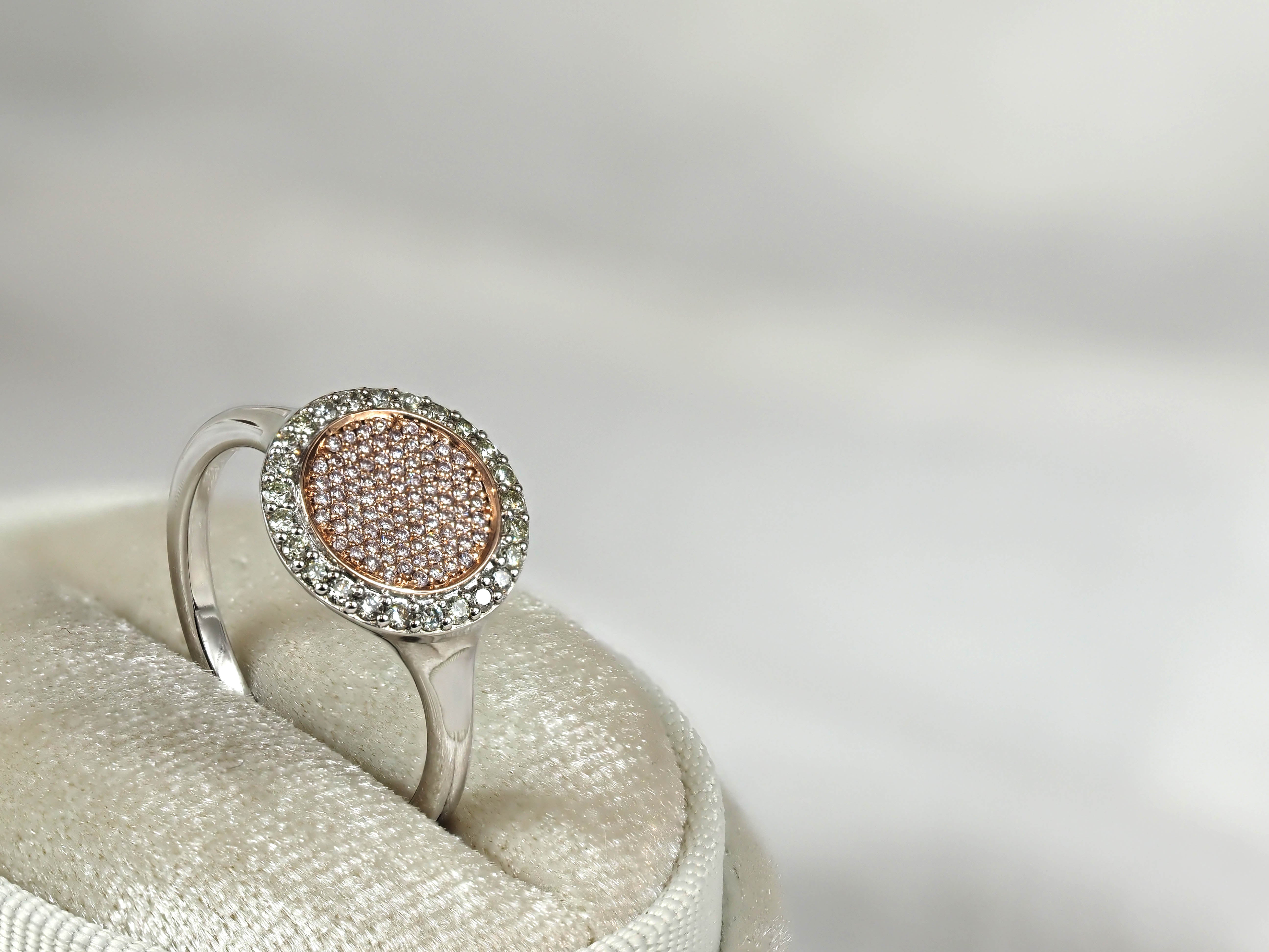 9ct White and Rose Gold 'Pink Caviar' Argyle Diamond Ring, 0.32ct total