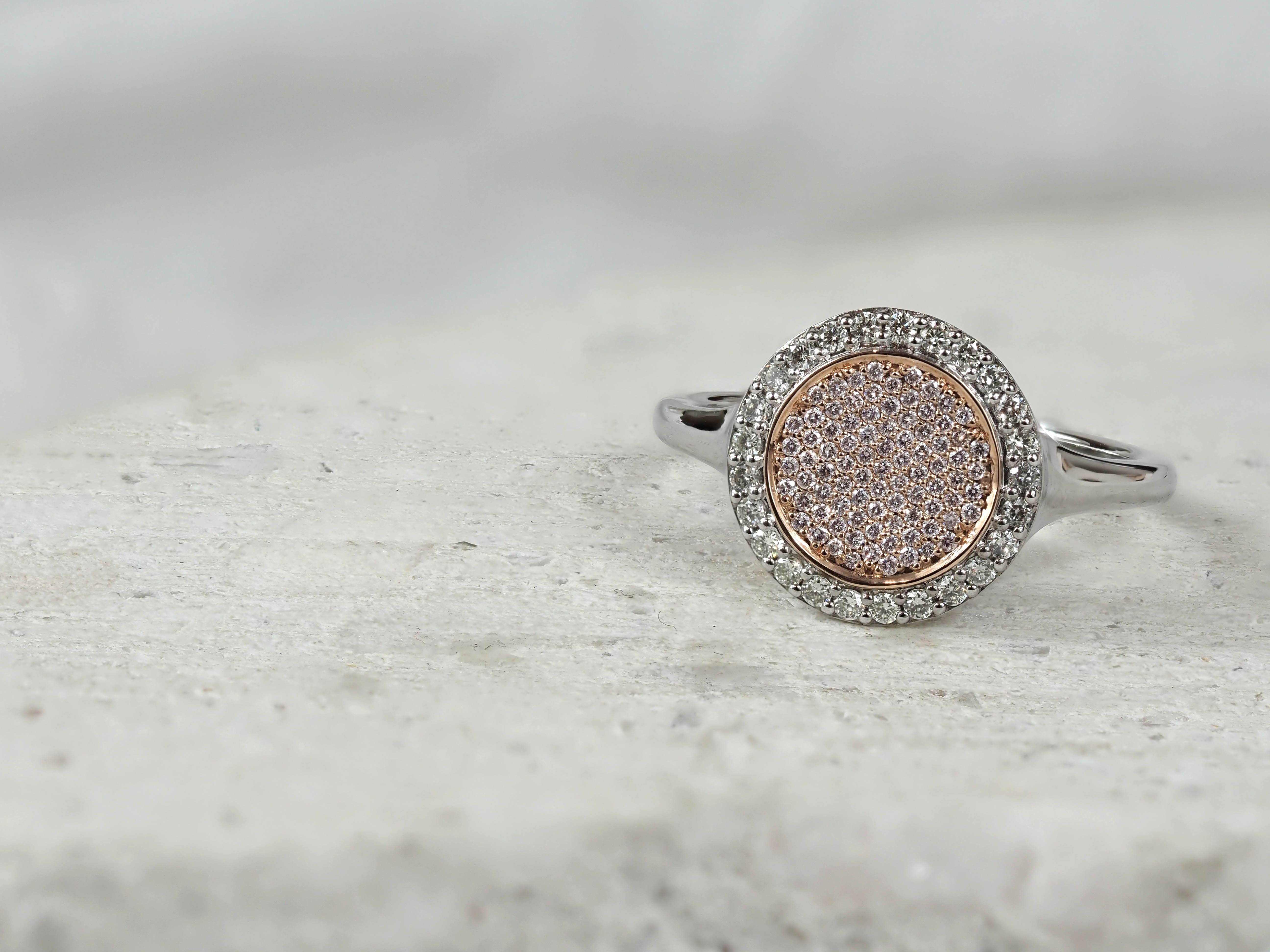 9ct White and Rose Gold 'Pink Caviar' Argyle Diamond Ring, 0.32ct total