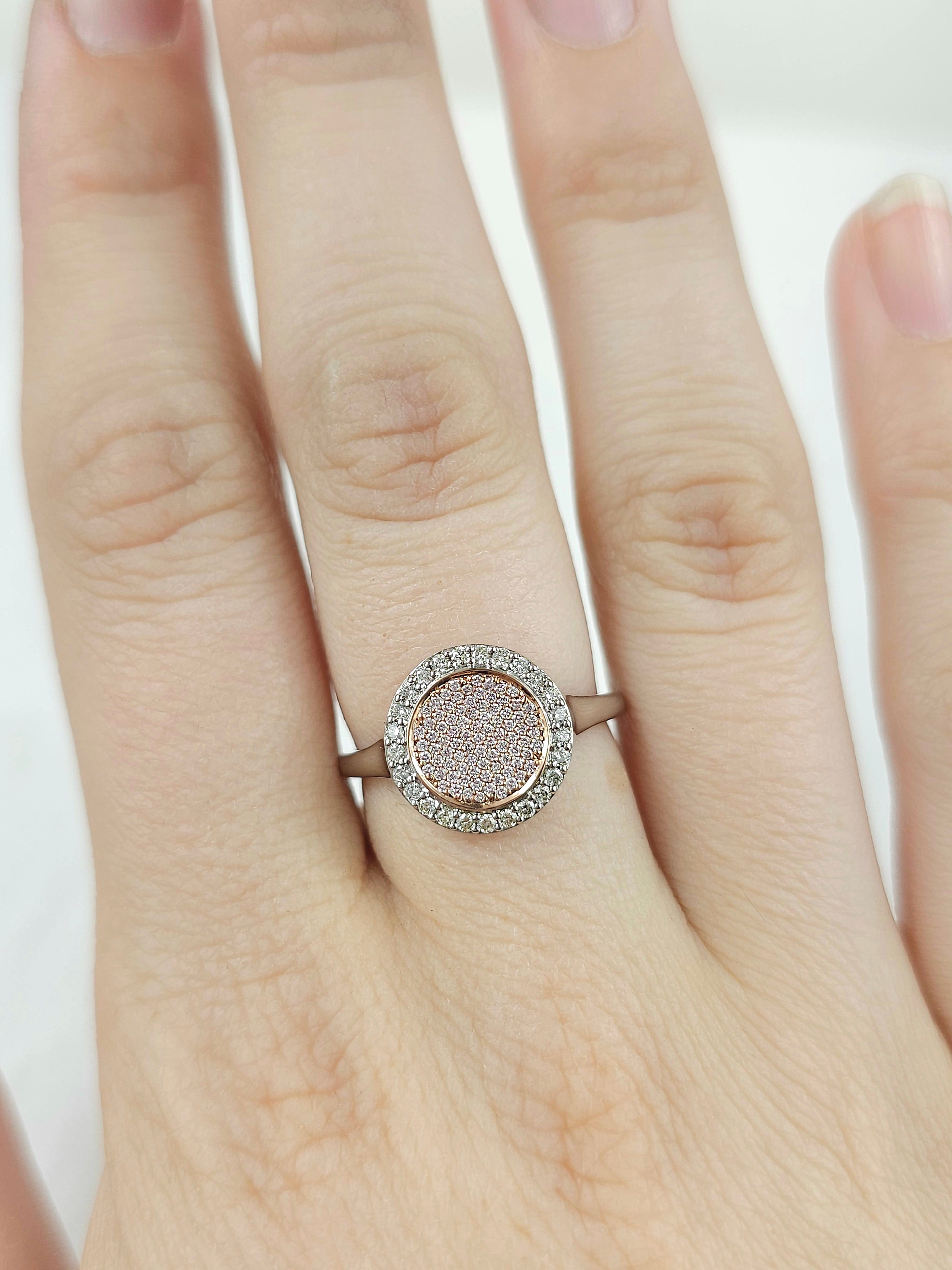 9ct White and Rose Gold 'Pink Caviar' Argyle Diamond Ring, 0.32ct total