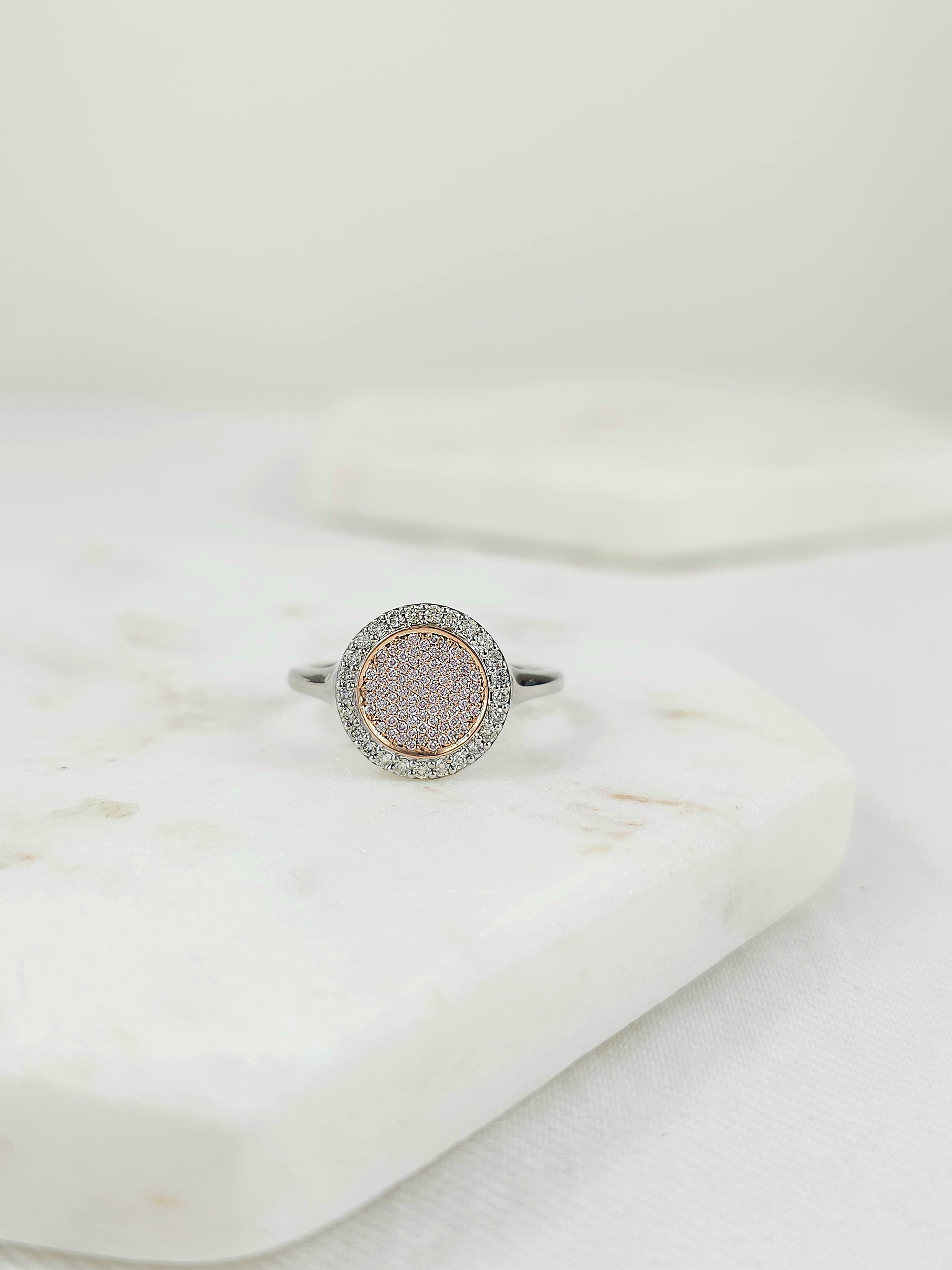 9ct White and Rose Gold 'Pink Caviar' Argyle Diamond Ring, 0.32ct total