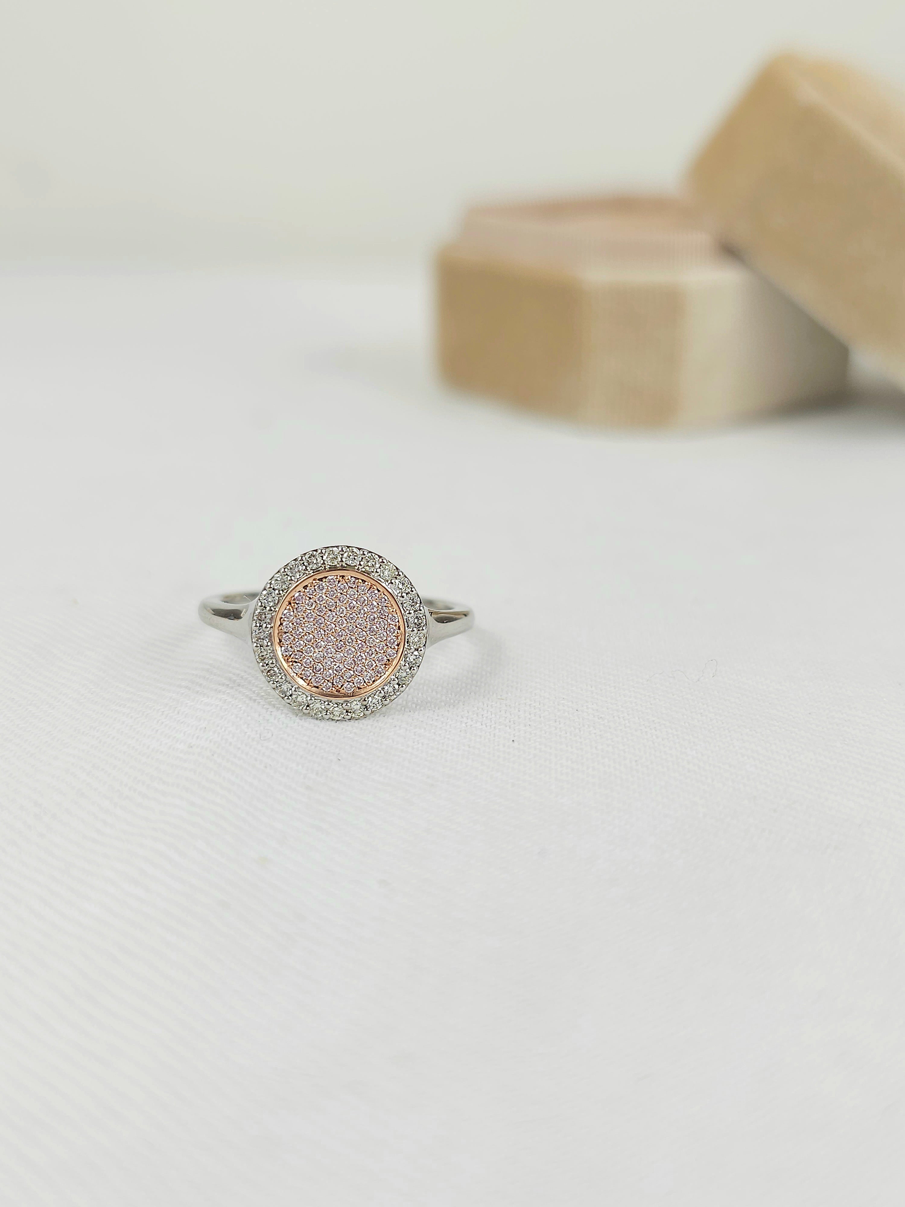9ct White and Rose Gold 'Pink Caviar' Argyle Diamond Ring, 0.32ct total