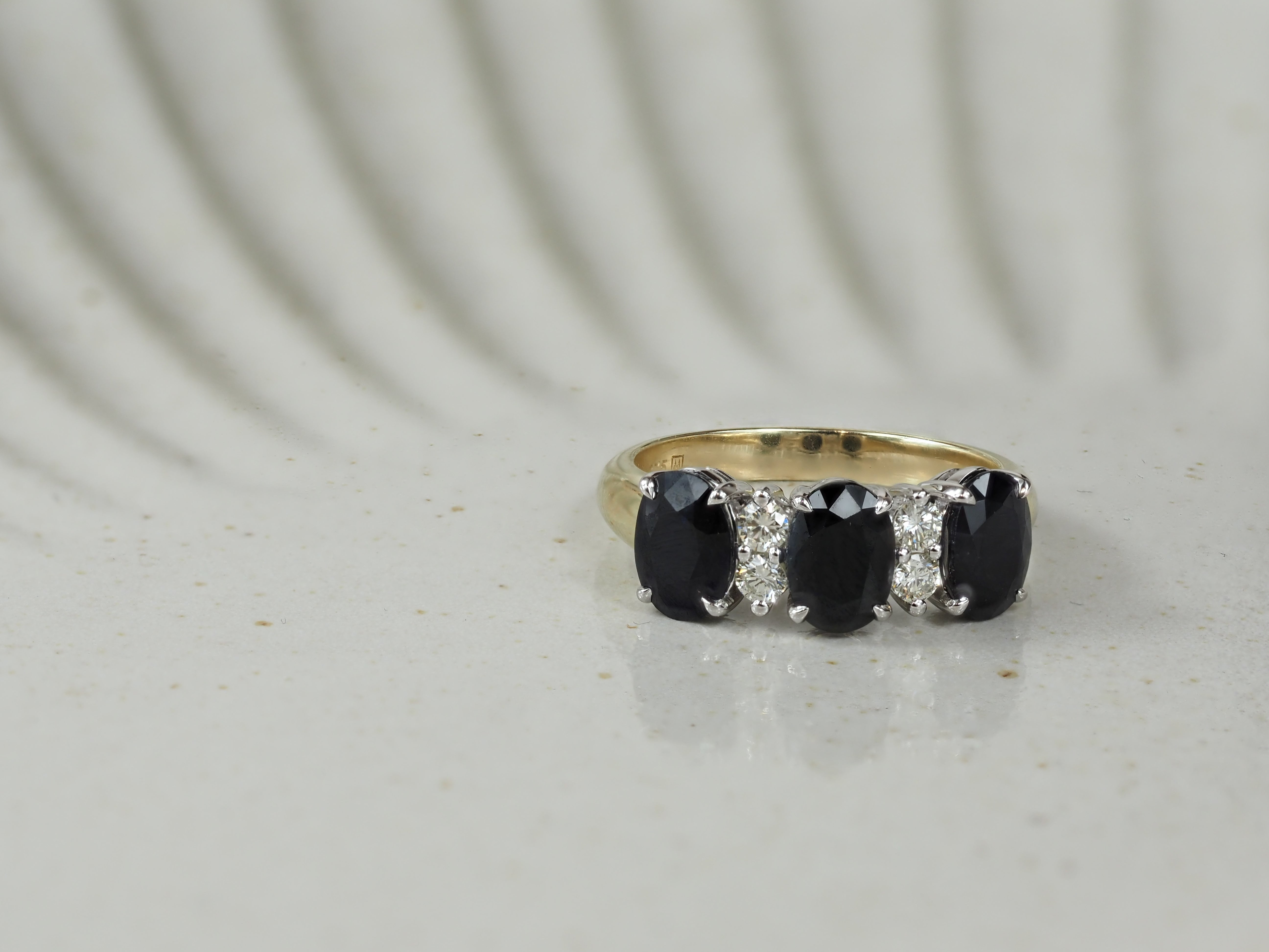 9ct Yellow and White Gold Sapphire and Diamond ring