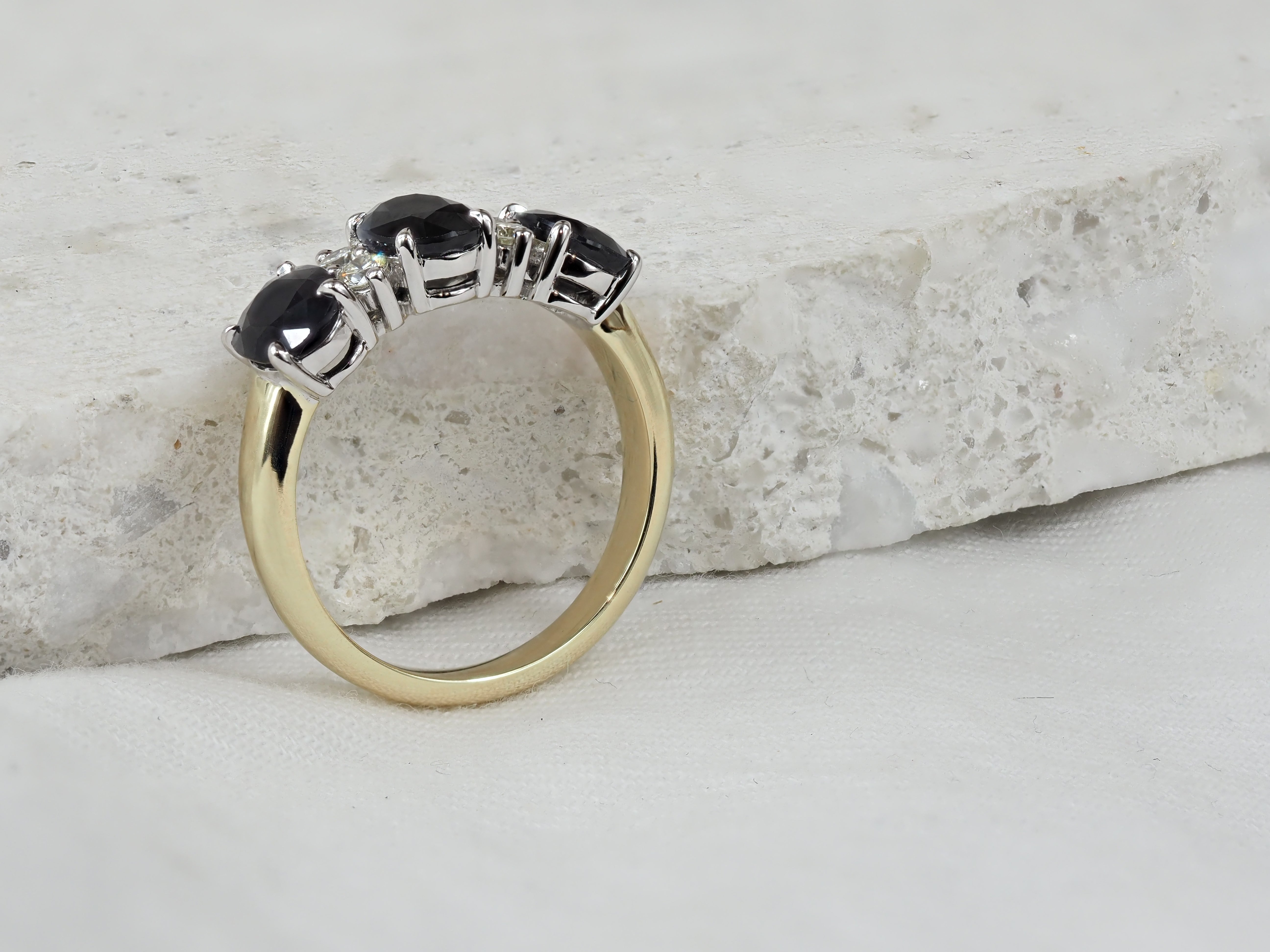 9ct Yellow and White Gold Sapphire and Diamond ring