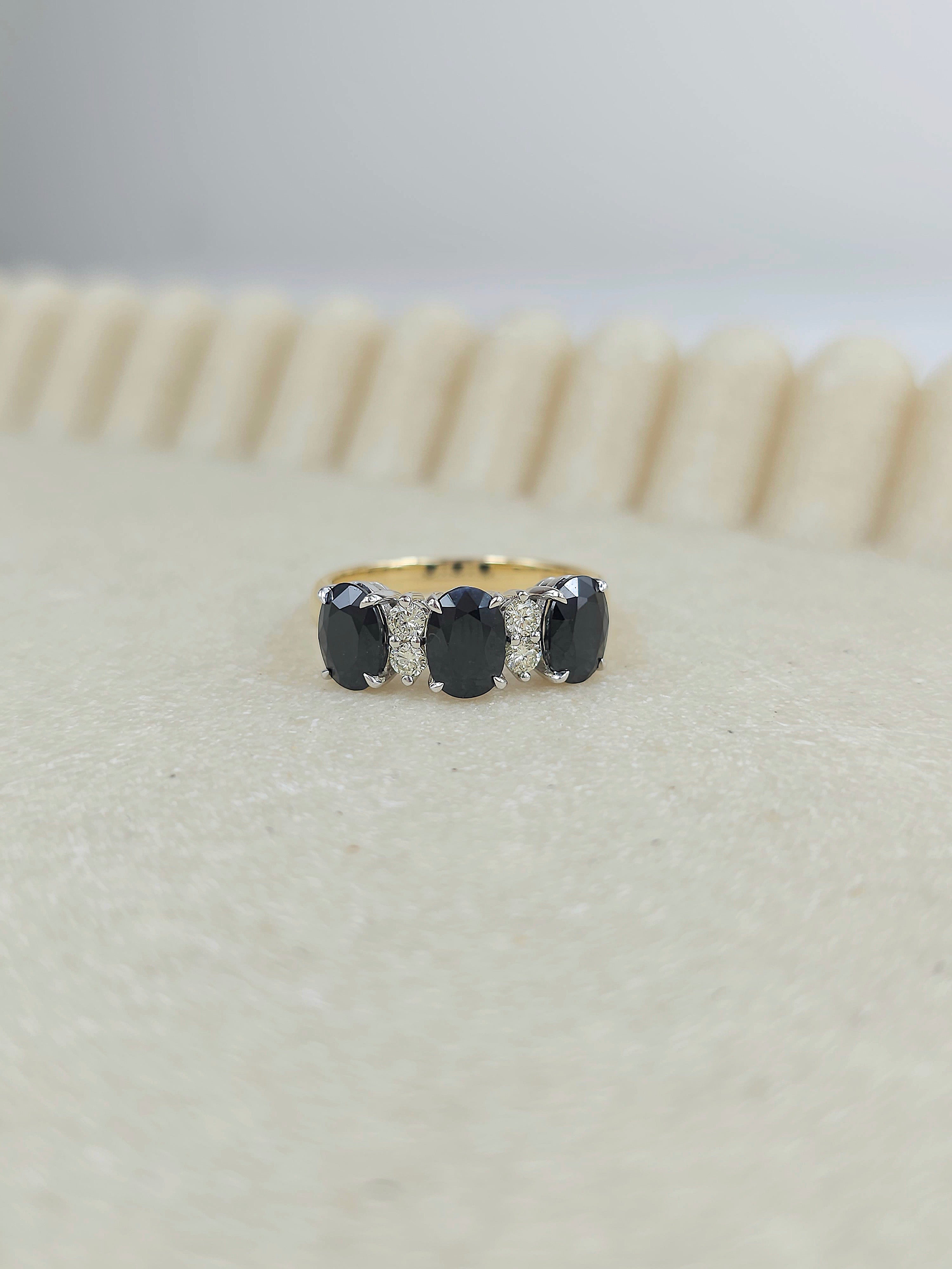 9ct Yellow and White Gold Sapphire and Diamond ring