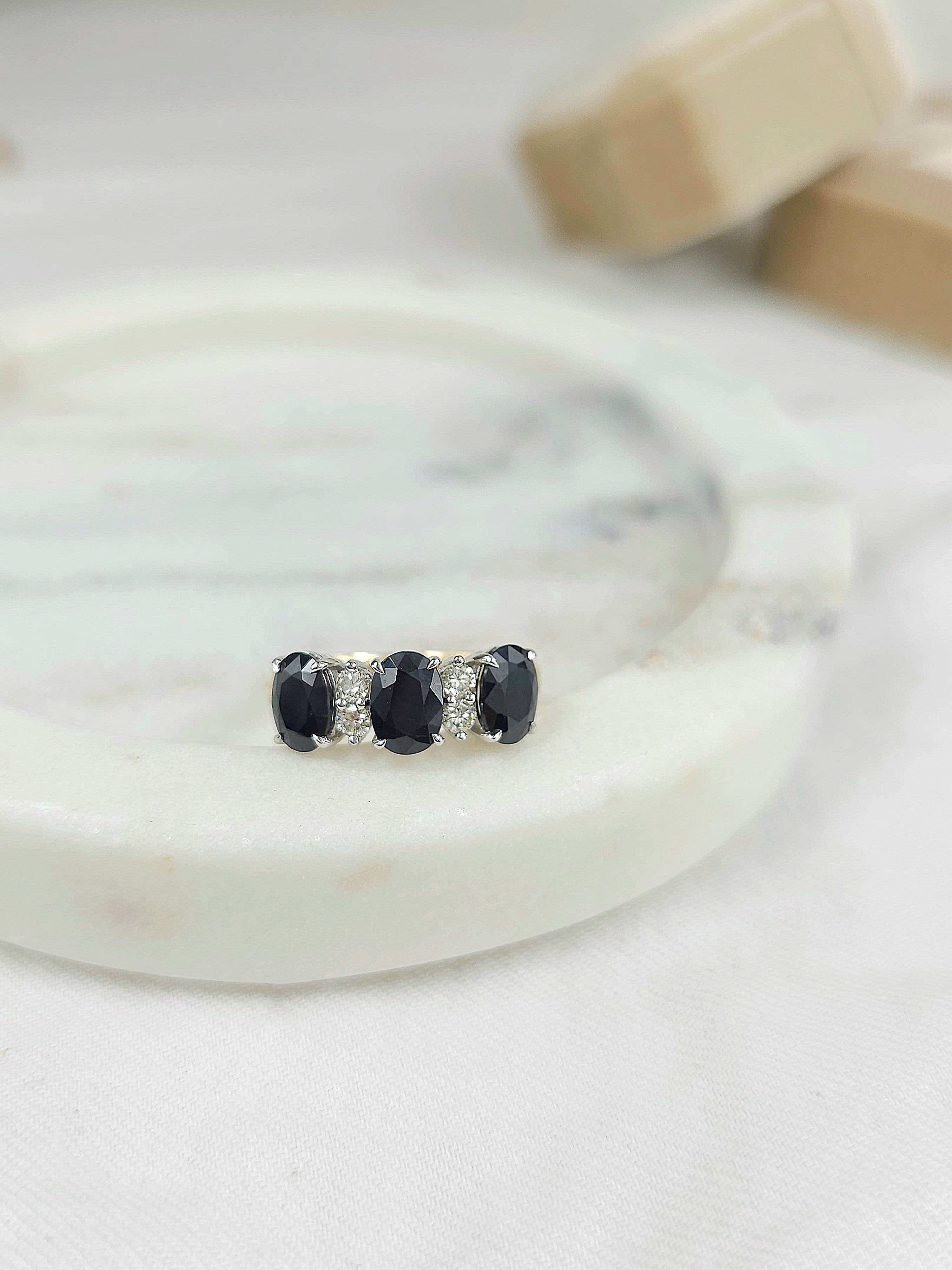 9ct Yellow and White Gold Sapphire and Diamond ring