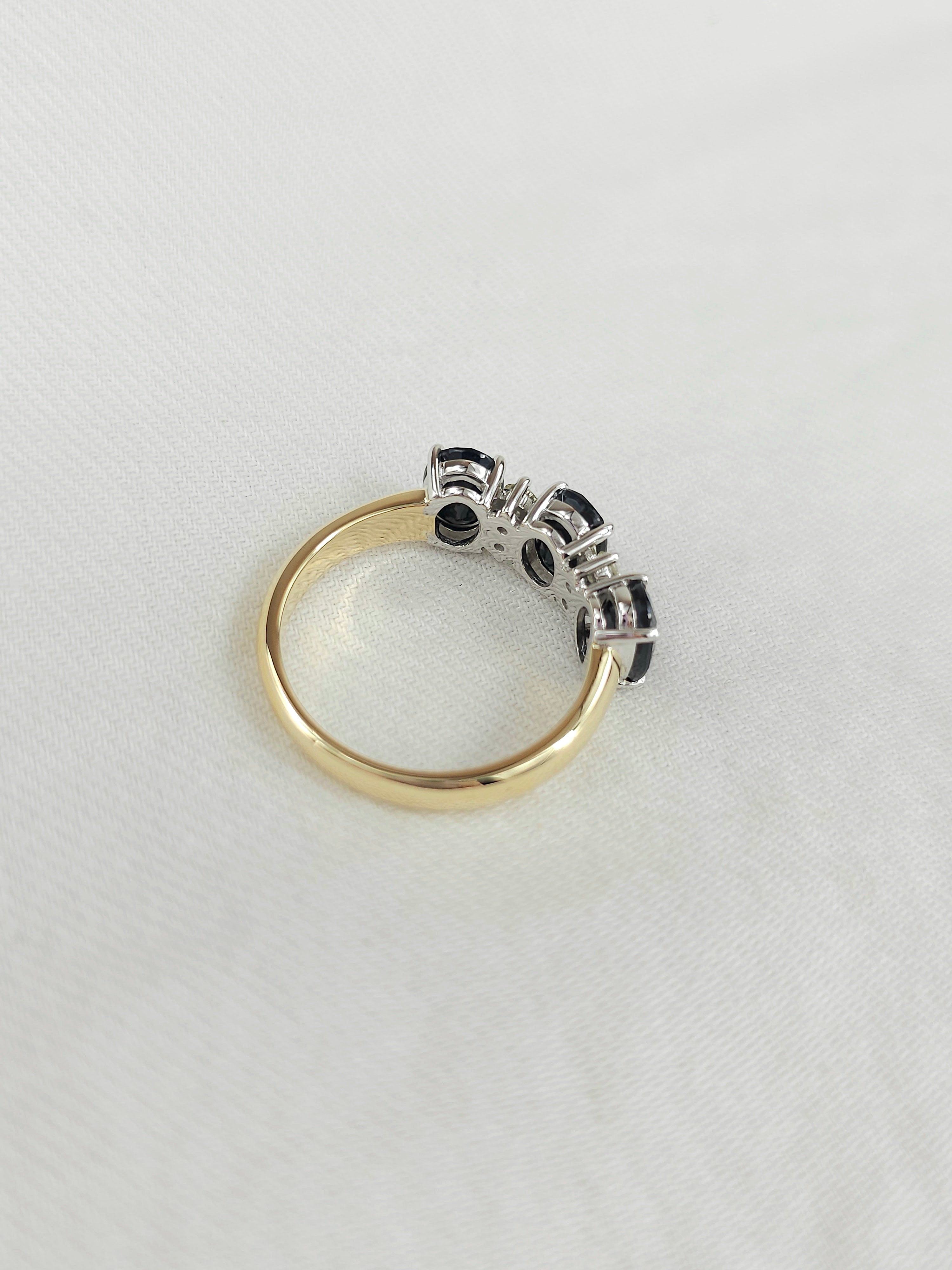 9ct Yellow and White Gold Sapphire and Diamond ring