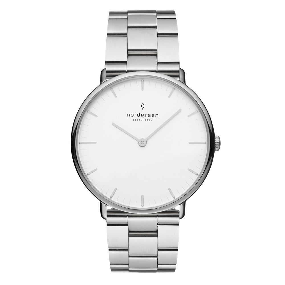 Nordgreen Native 36mm 3 Link Silver Watch