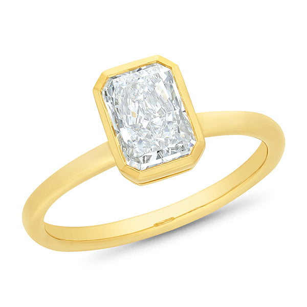 18ct Yellow Gold Lab-Grown Radiant Engagement Ring, 1.50ct Centre