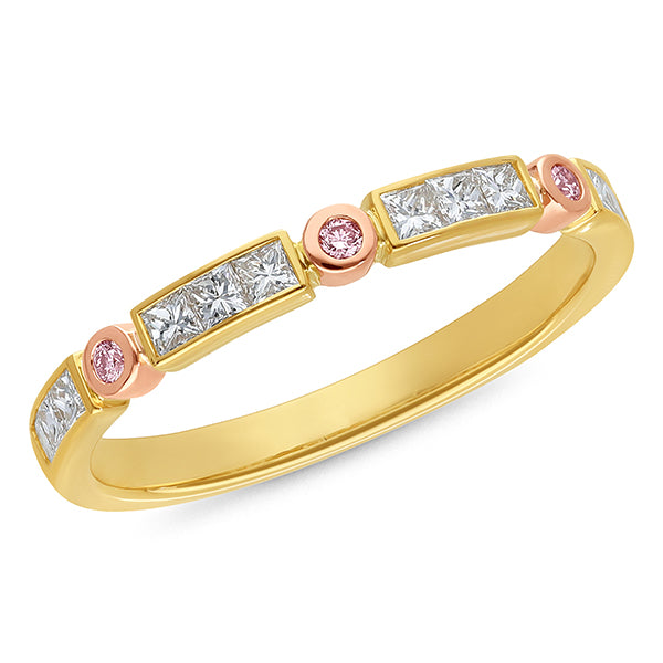 18ct Yellow and Rose Gold Pink Diamond Ring, 0.42ct Total
