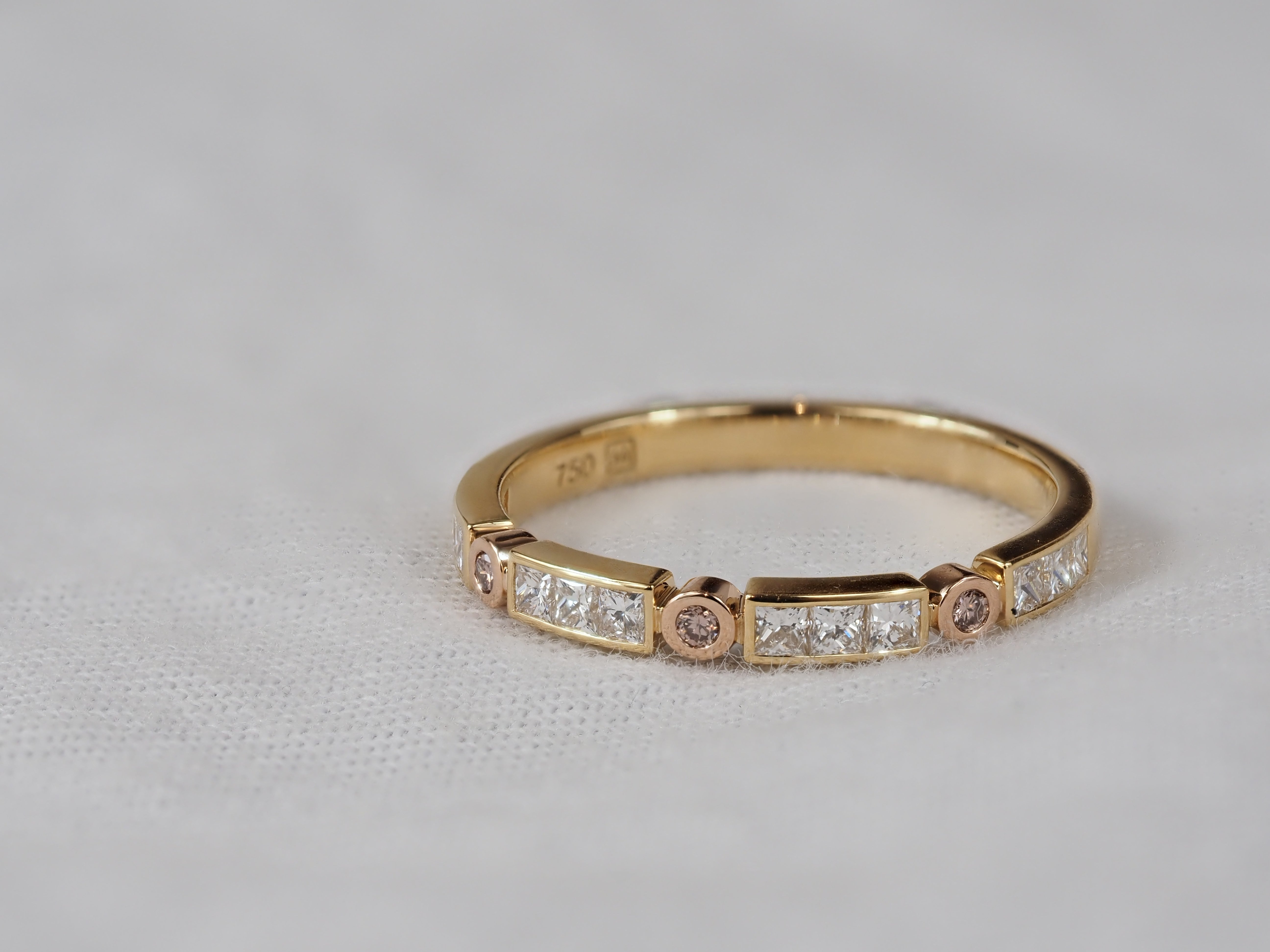 18ct Yellow and Rose Gold Pink Diamond Ring, 0.42ct Total