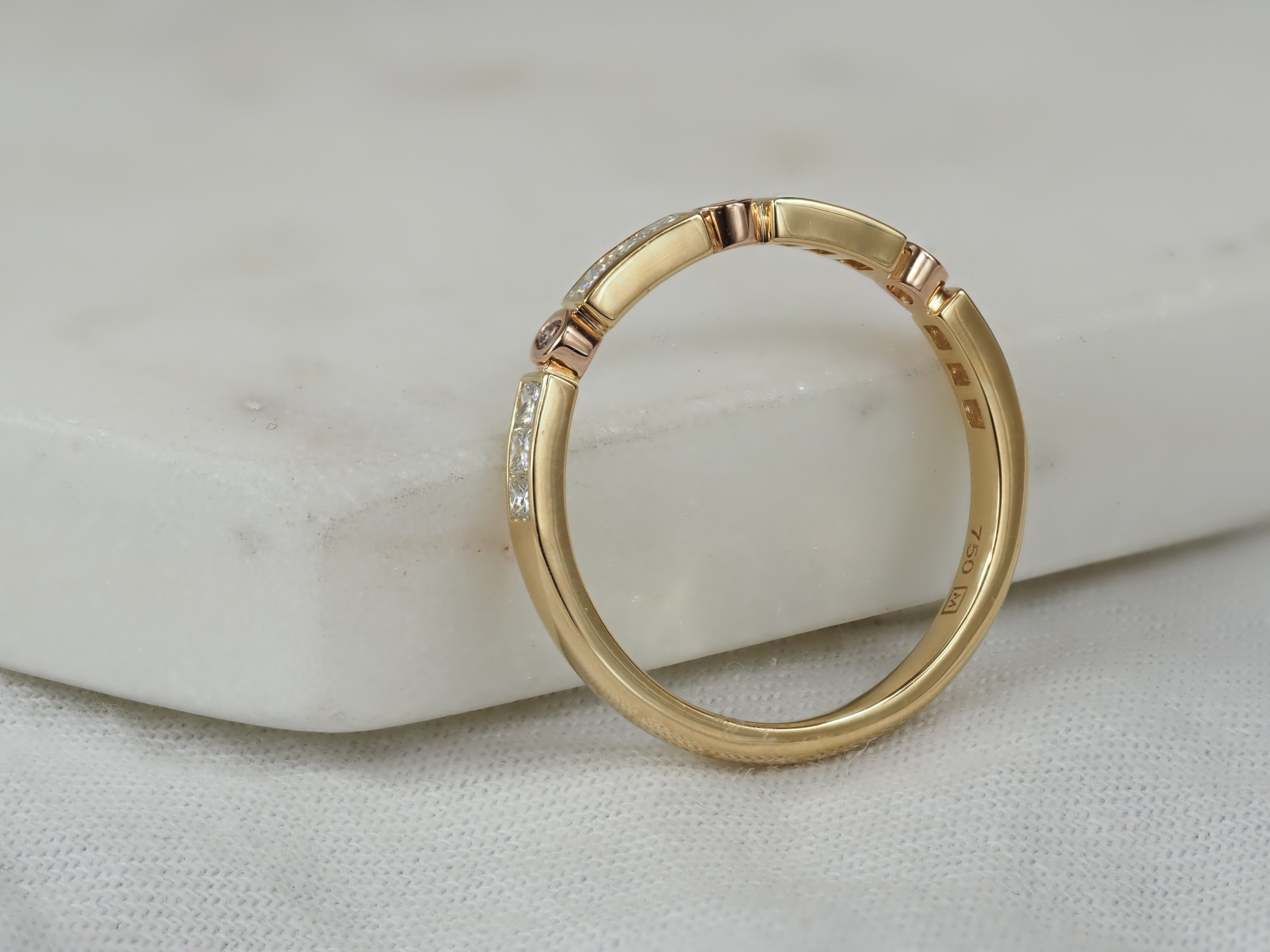 18ct Yellow and Rose Gold Pink Diamond Ring, 0.42ct Total