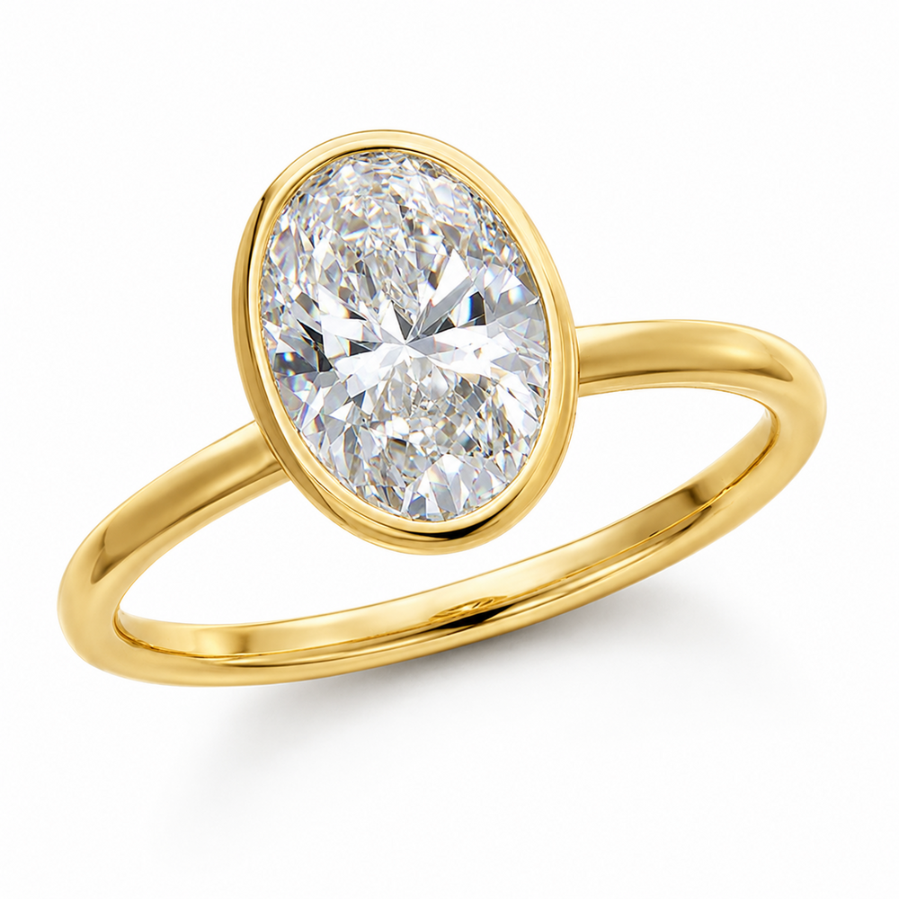 18ct Yellow Gold Oval cut Lab-Grown Diamond Engagement Ring, 2ct Total