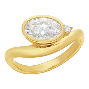 9ct Yellow Gold Lab-Grown Oval Cut Diamond Ring, 1.50ct Centre