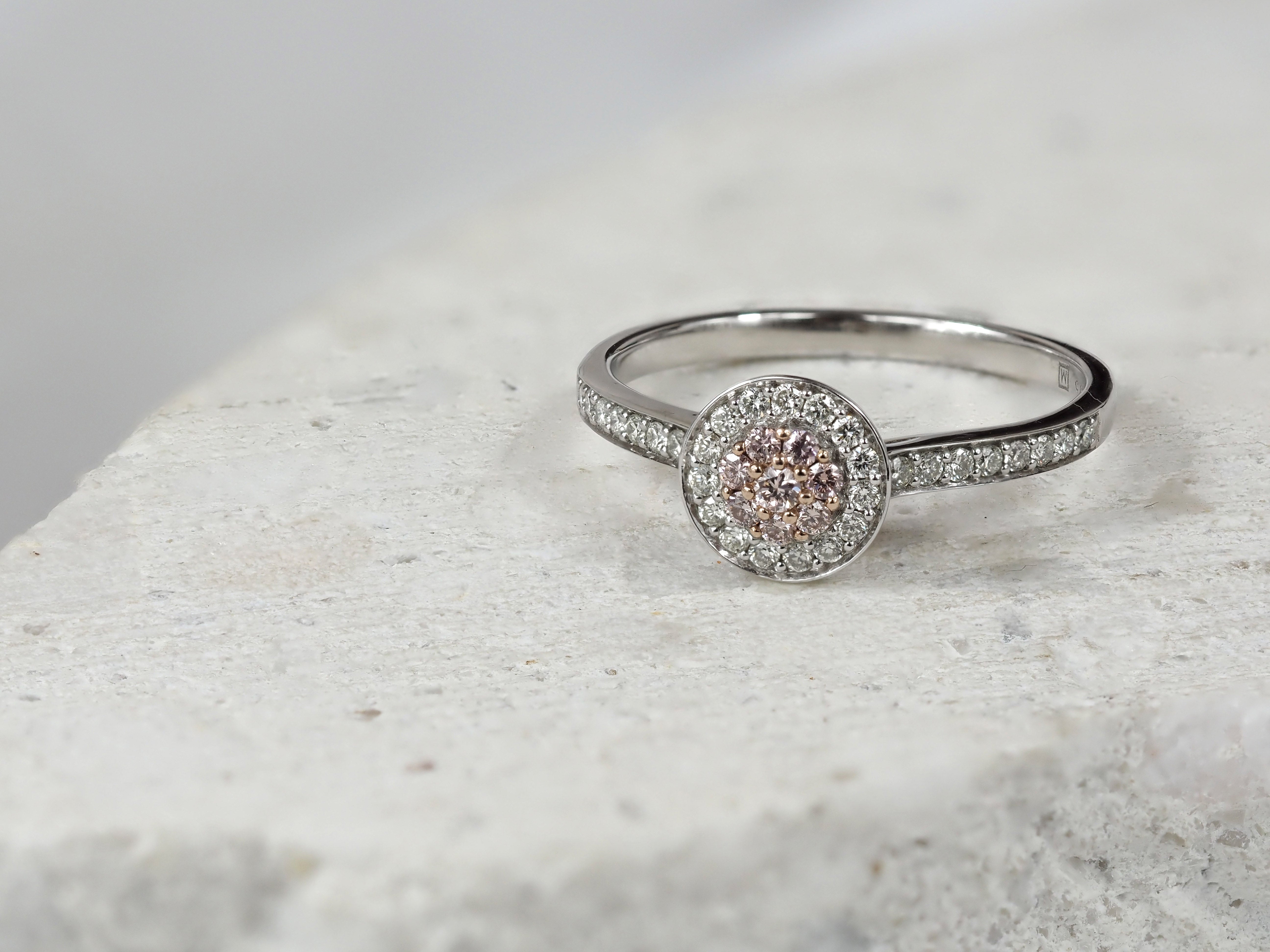 9ct Rose and White Gold 'Pink Caviar' Argyle Diamond ring, 0.322ct total