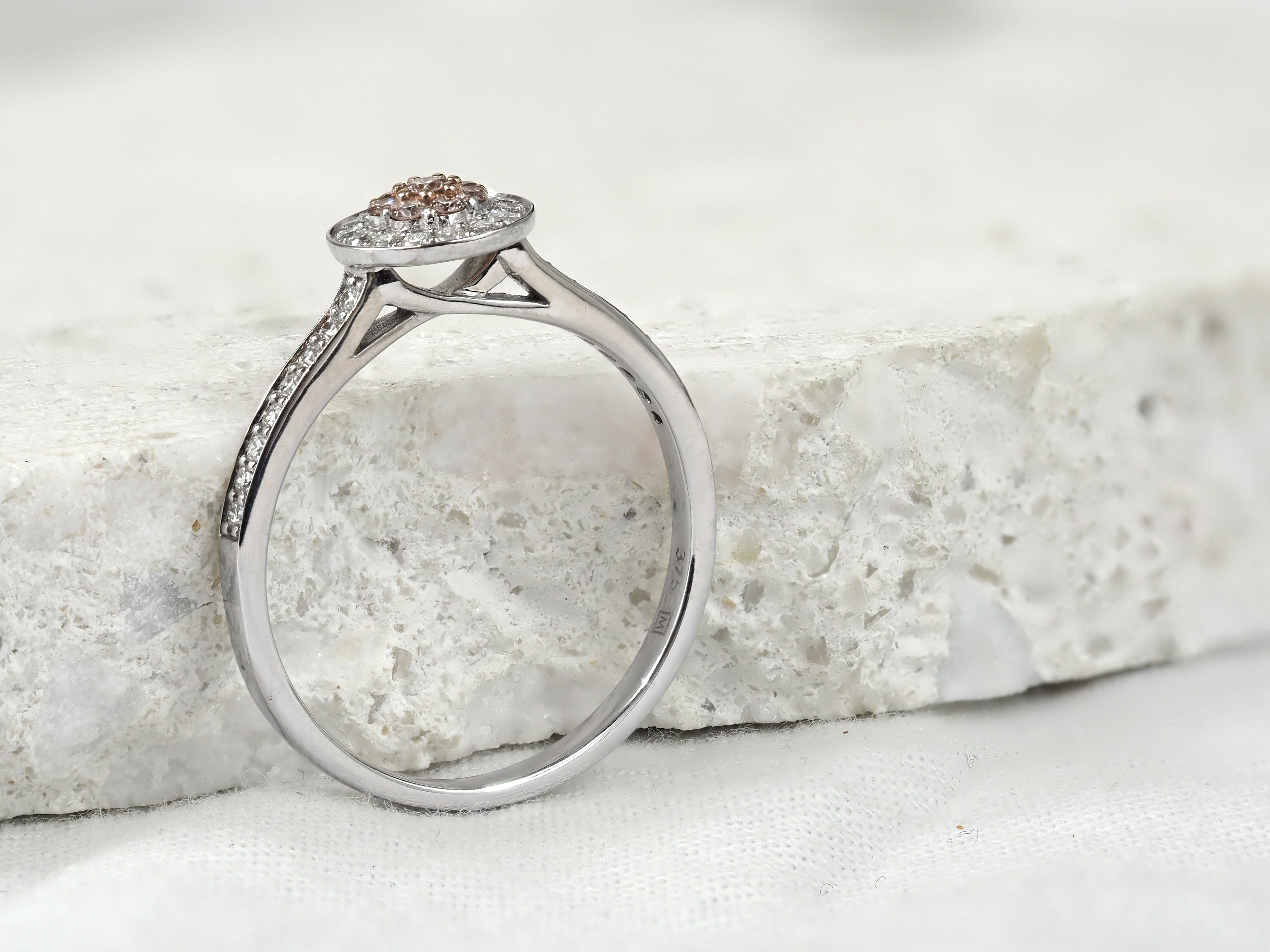 9ct Rose and White Gold 'Pink Caviar' Argyle Diamond ring, 0.322ct total
