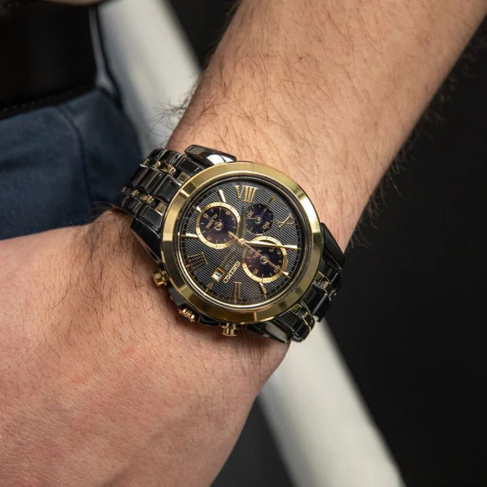 Seiko Men's Le Grand Sport 41.5mm Gold-Tone Stainless Steel Solar Chronograph Watch SSC218P