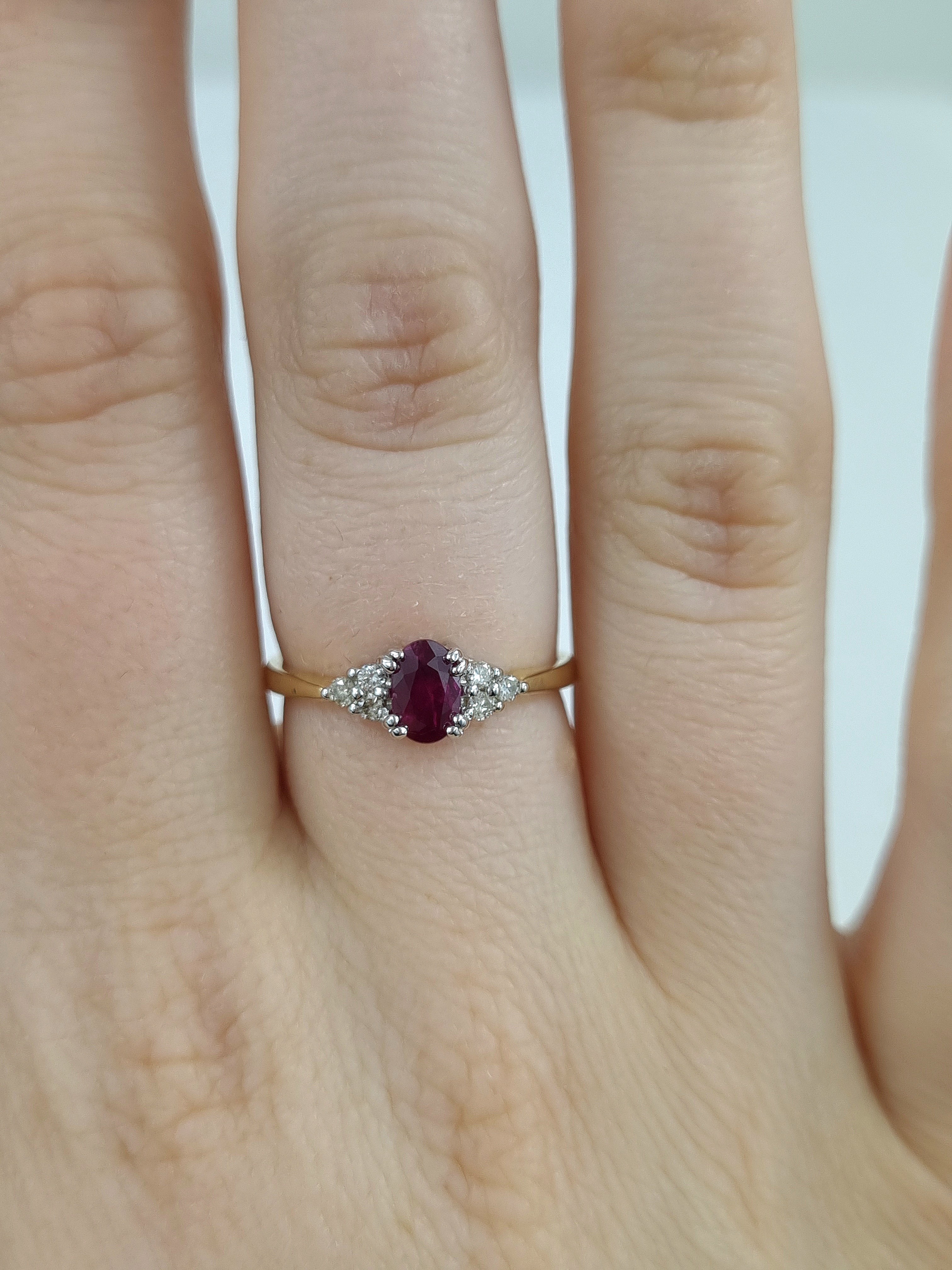 9ct Yellow and White Gold Ruby and Diamond ring