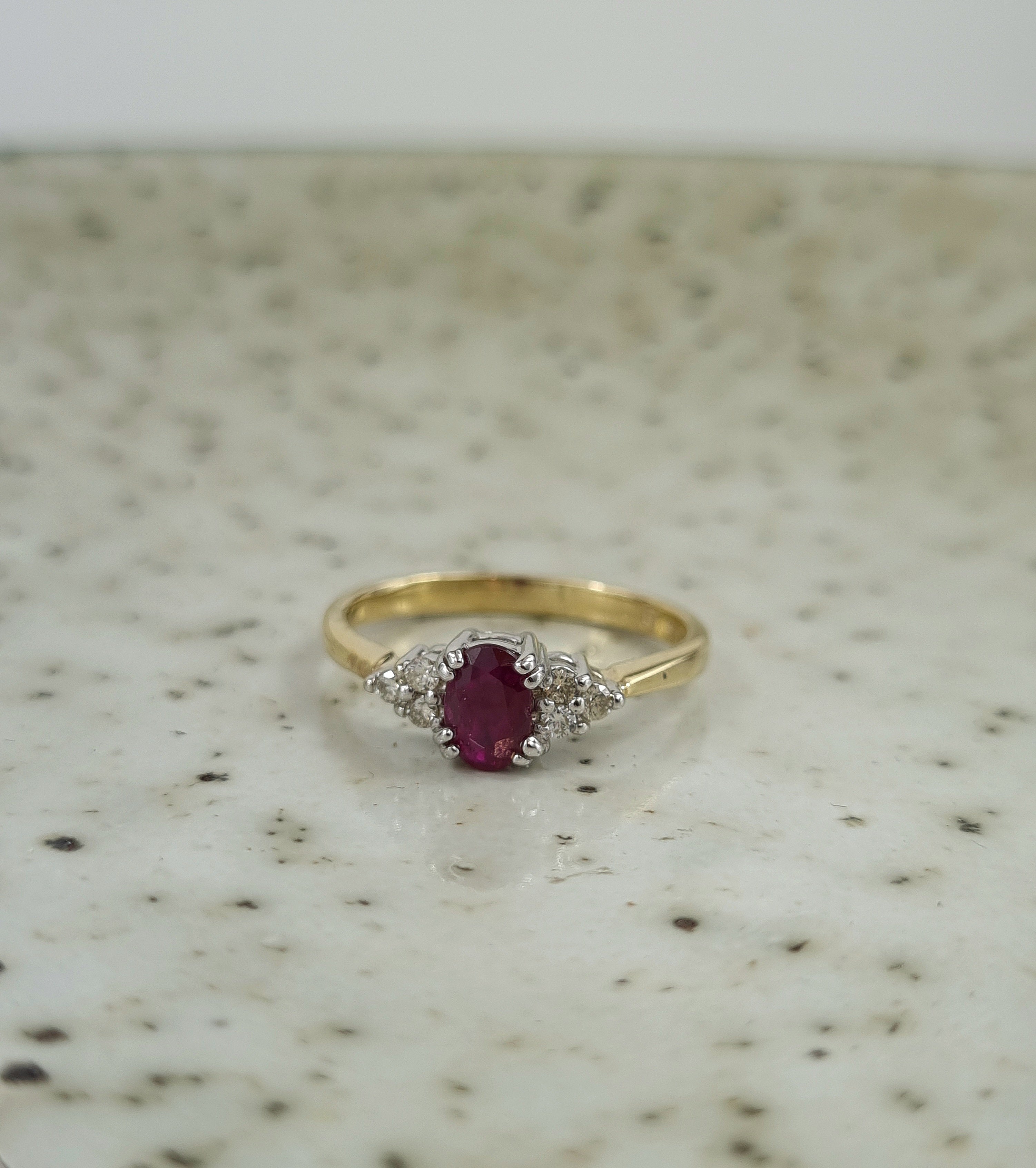 9ct Yellow and White Gold Ruby and Diamond ring