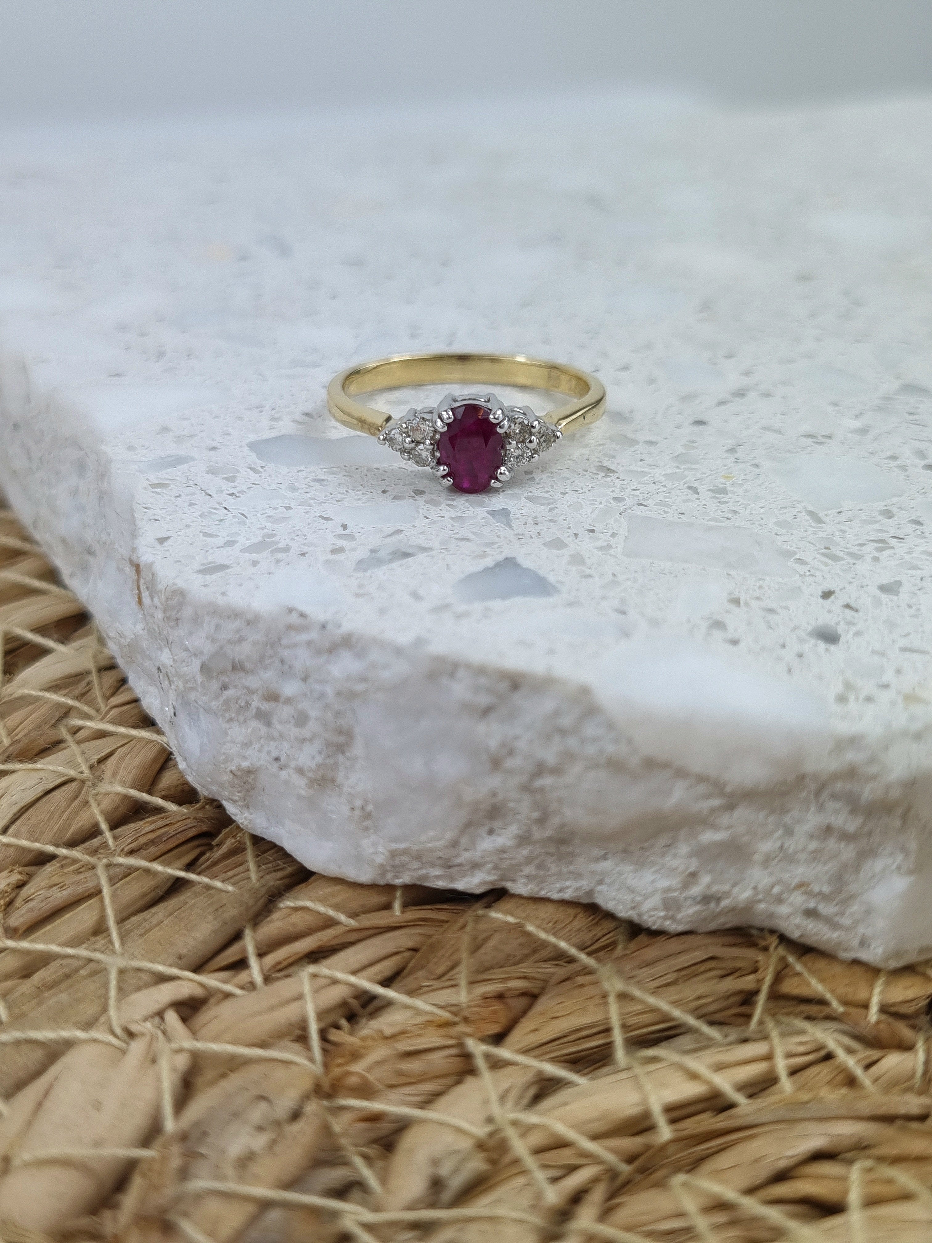 9ct Yellow and White Gold Ruby and Diamond ring