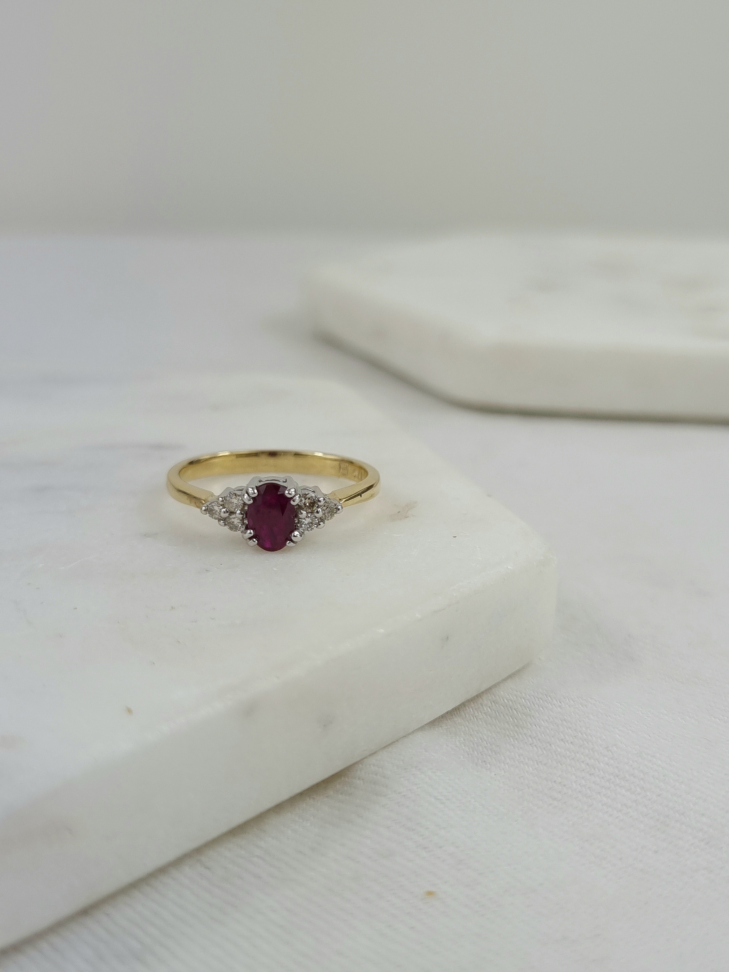 9ct Yellow and White Gold Ruby and Diamond ring