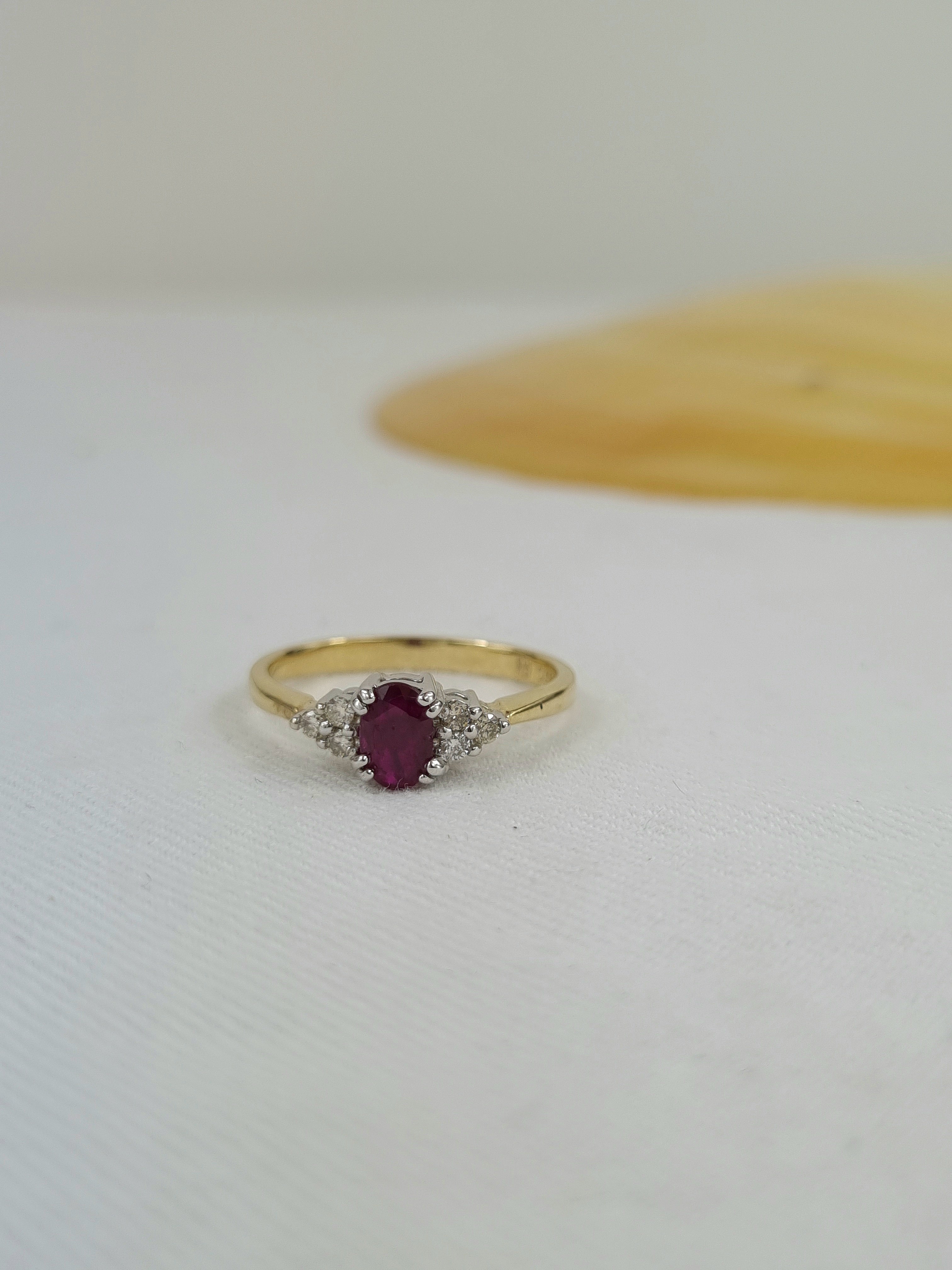 9ct Yellow and White Gold Ruby and Diamond ring