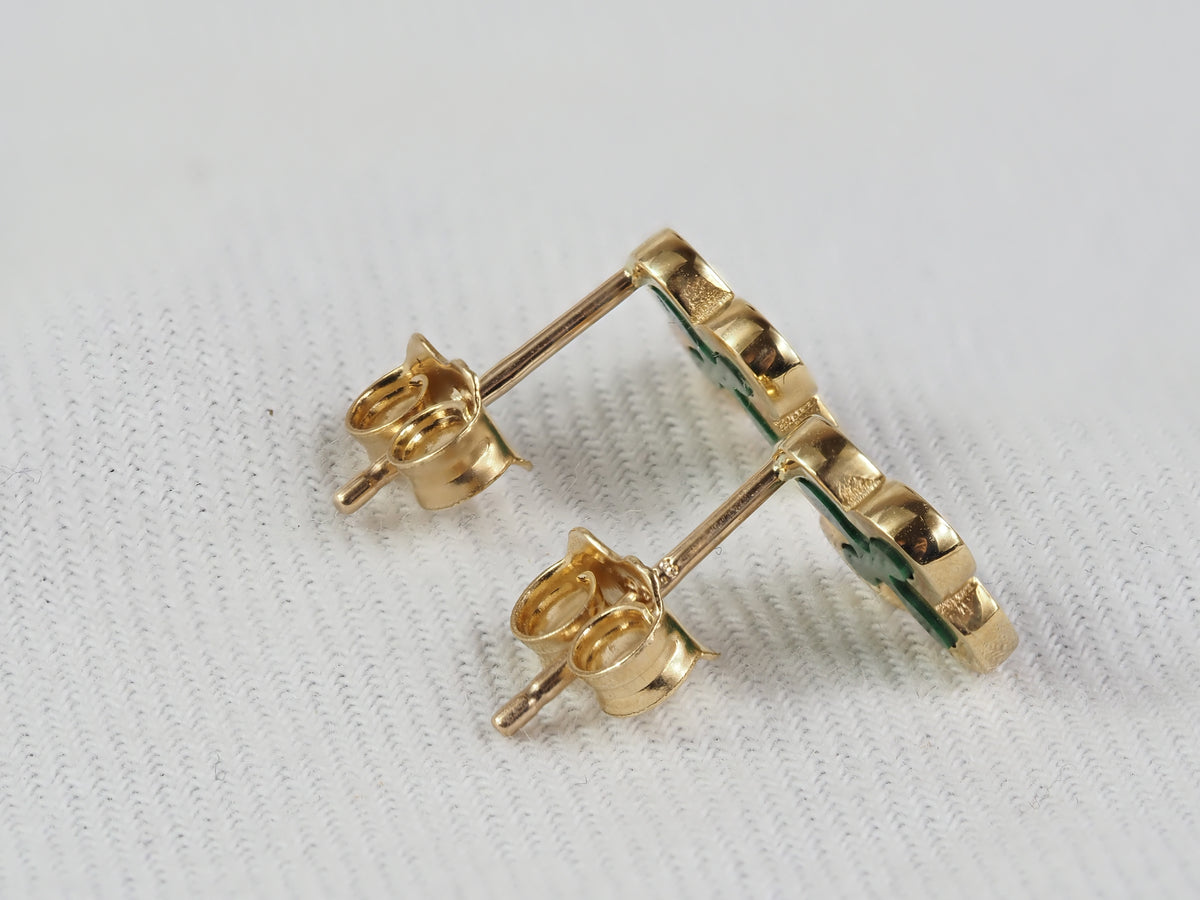 9ct Yellow Gold Green Malachite Stud Earrings
