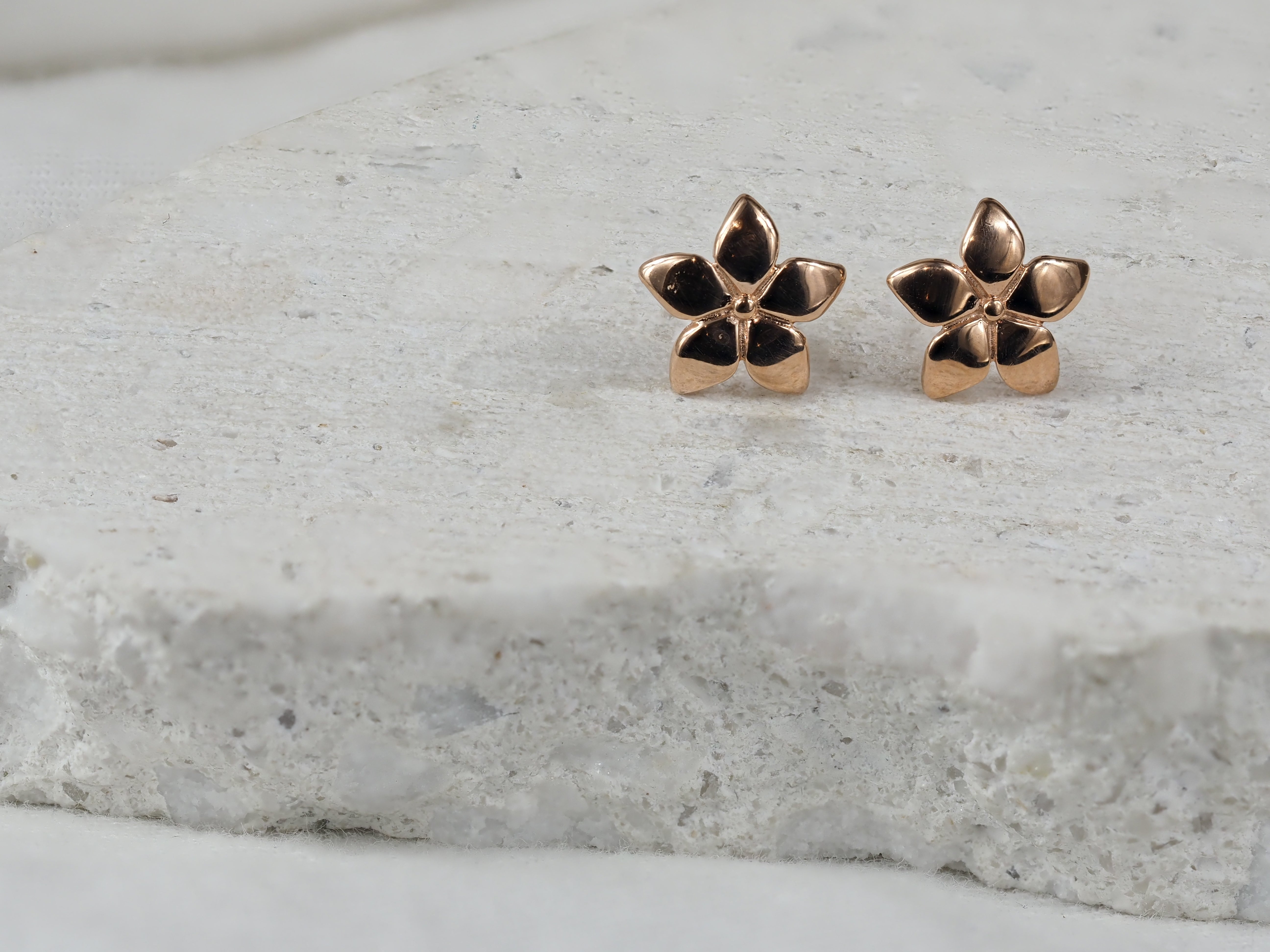 9ct Rose Gold Flower Stud Earrings
