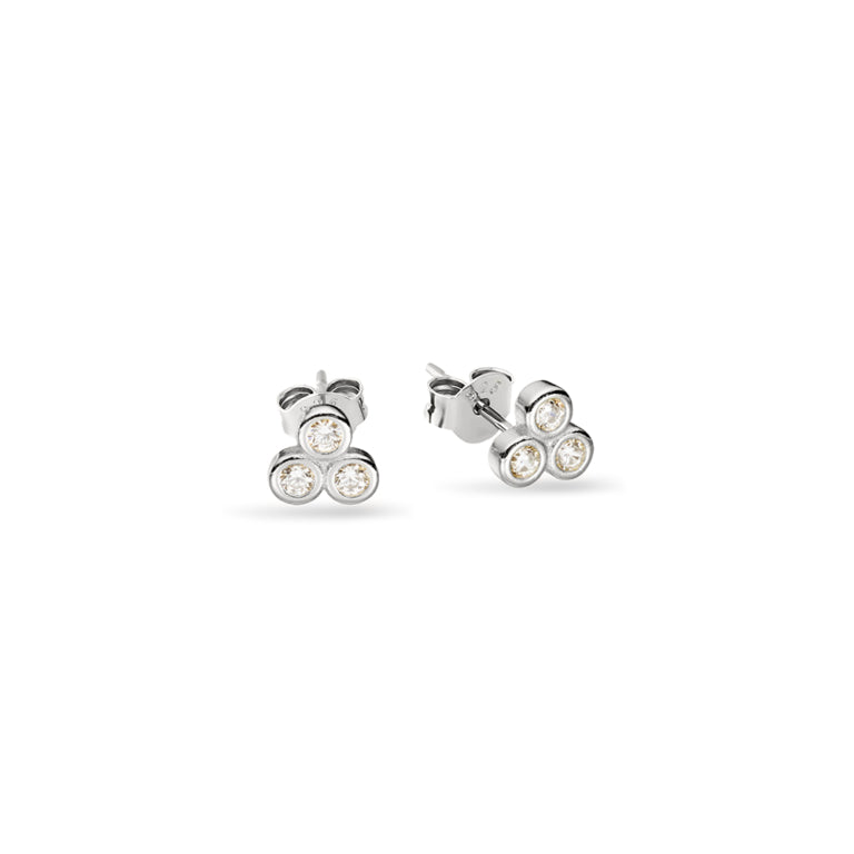 Solv Sterling Silver Cubic Zirconia Stud Earrings