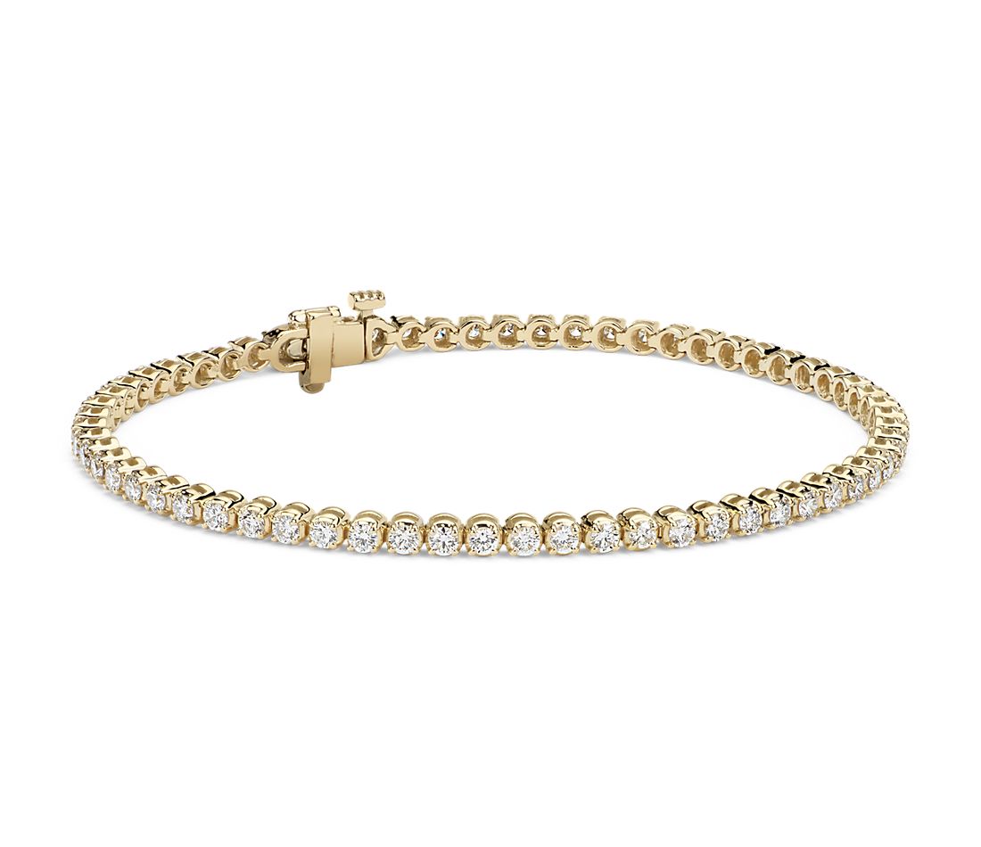 9ct Yellow Gold Natural Diamond Tennis Bracelet, 2ct total