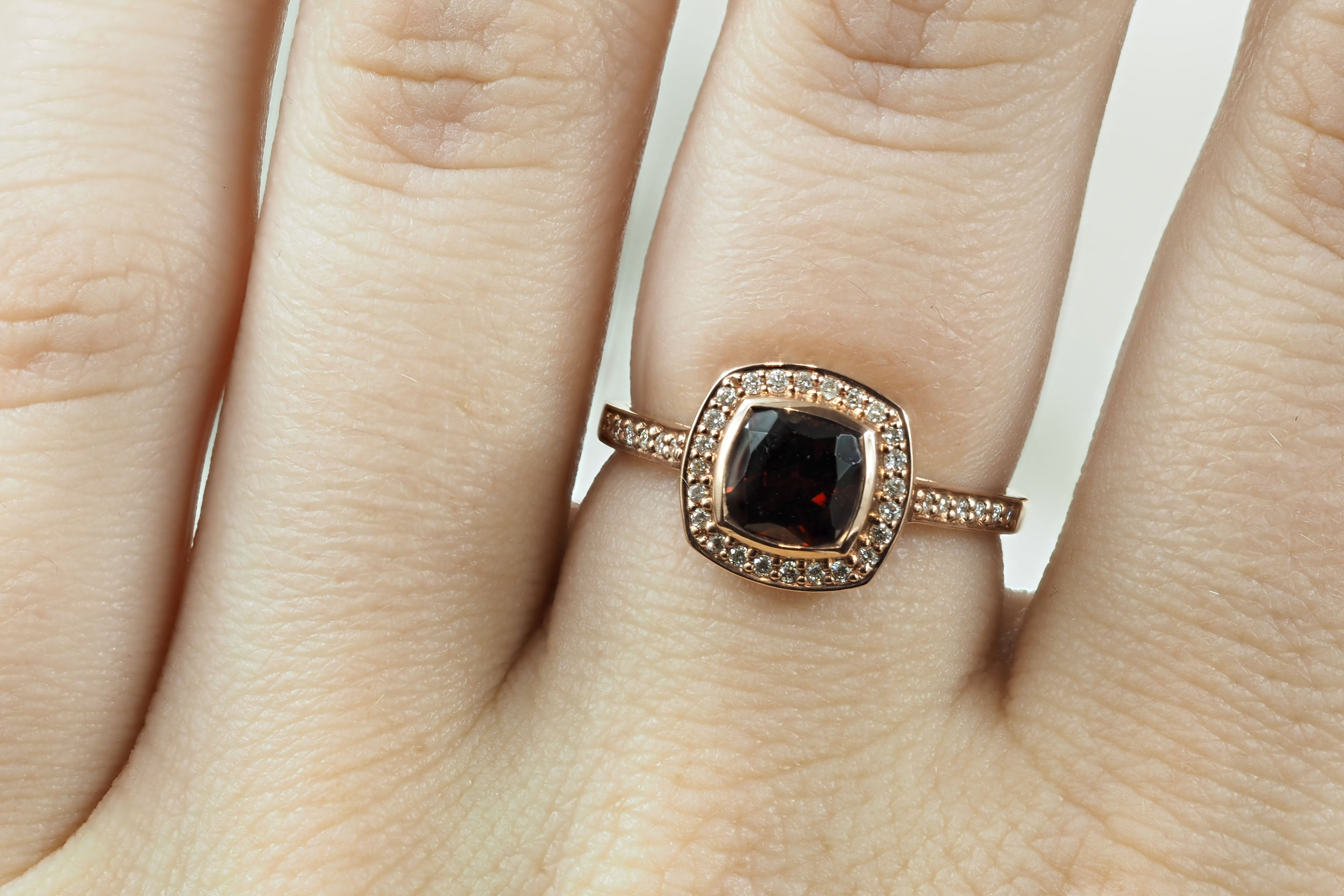 9ct Rose Gold Garnet and Diamond Ring