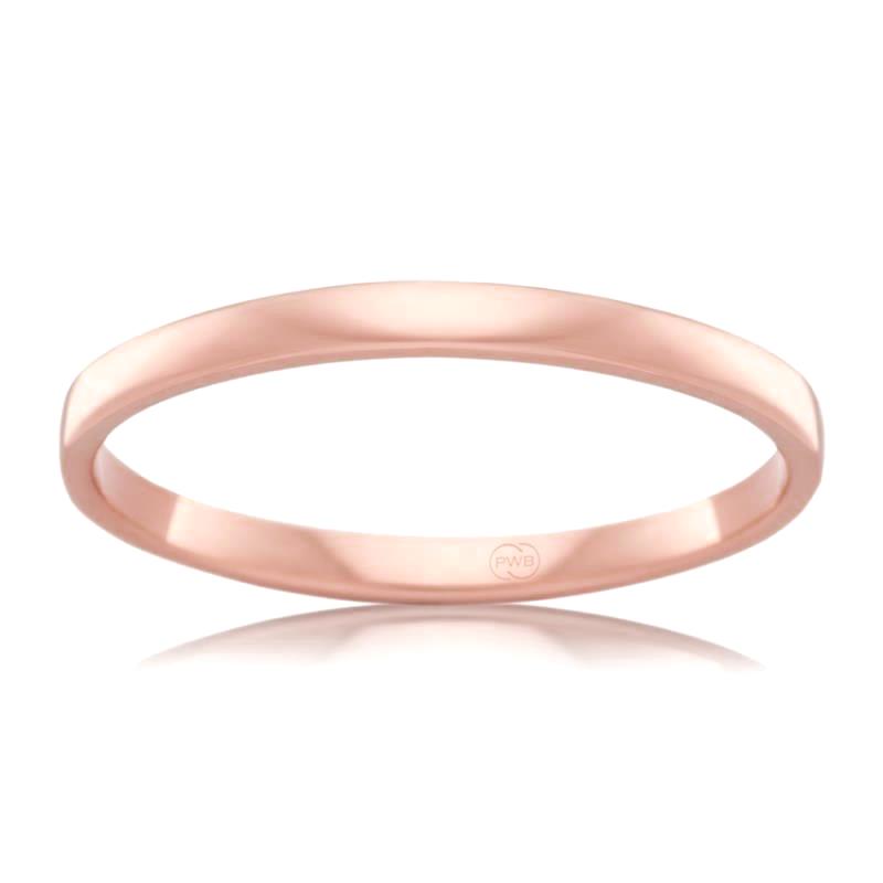 9ct Rose Gold 2.5mm Contour Wedding band, polished finish, size M
