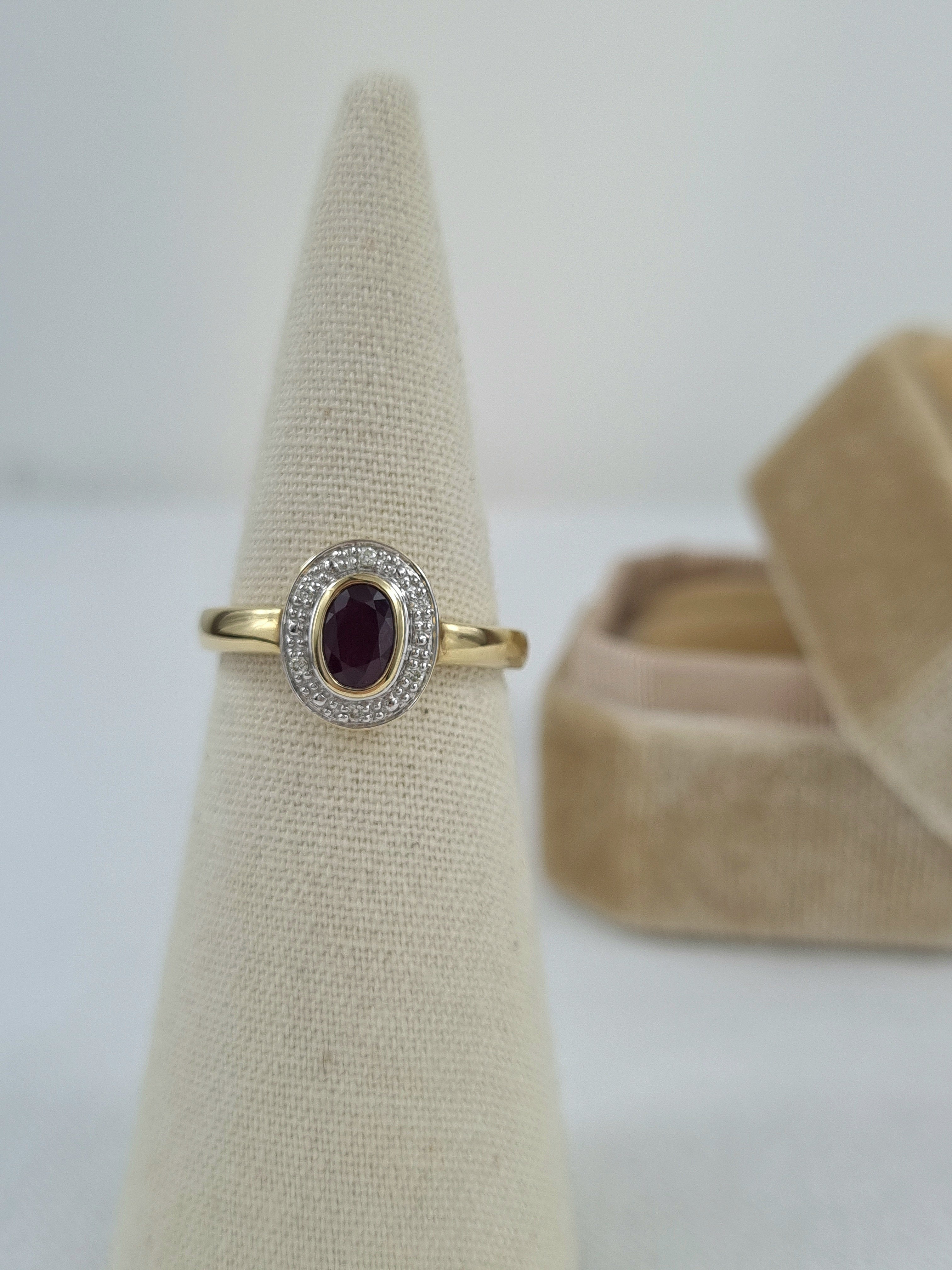 9ct Yellow Gold Ruby and Diamond ring