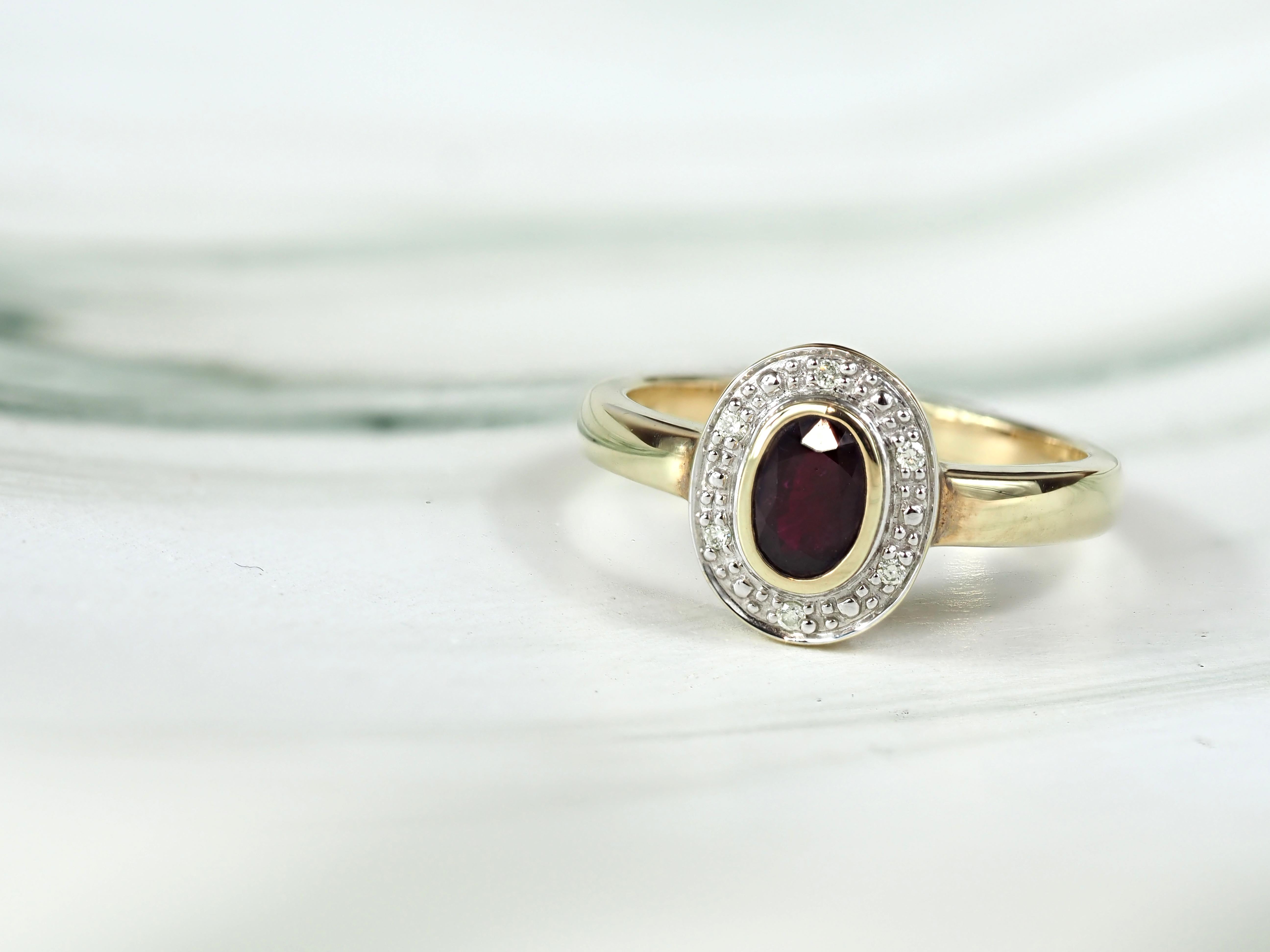 9ct Yellow Gold Ruby and Diamond ring