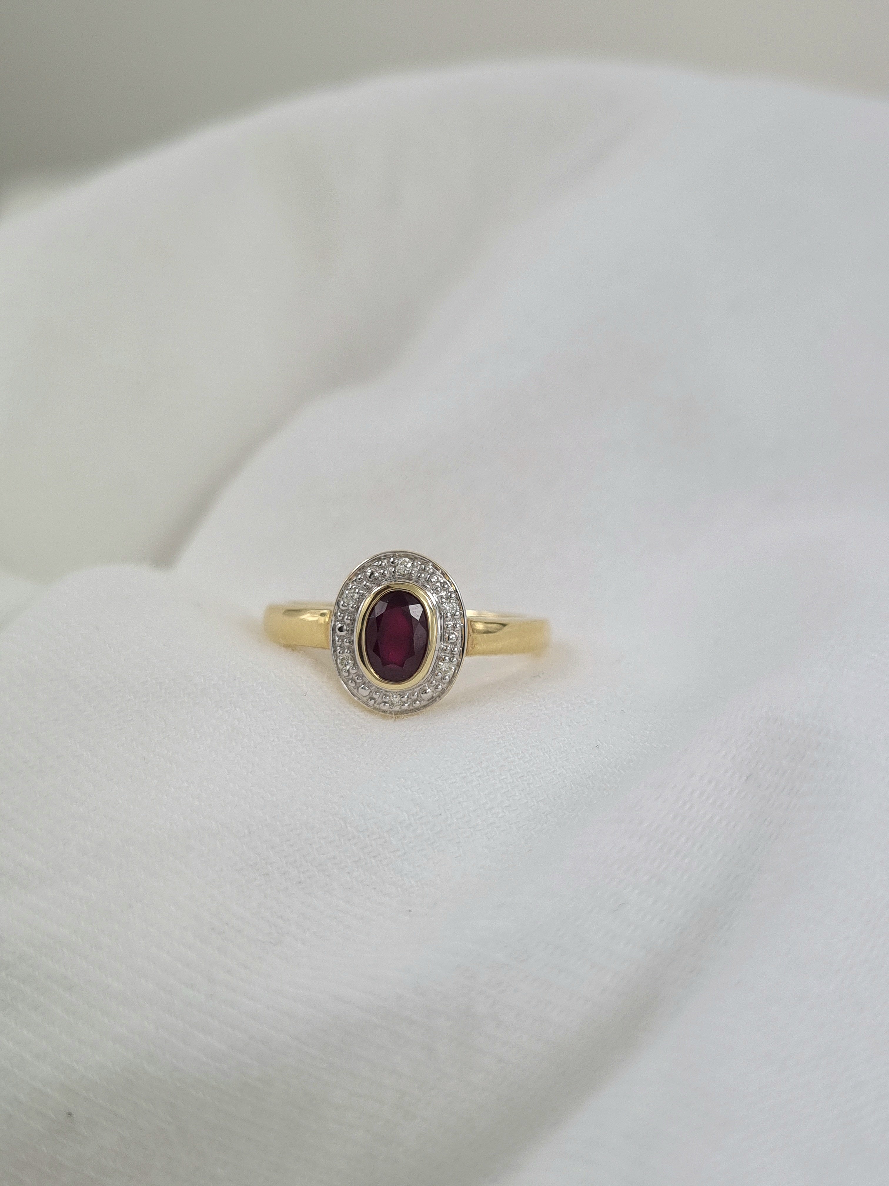 9ct Yellow Gold Ruby and Diamond ring