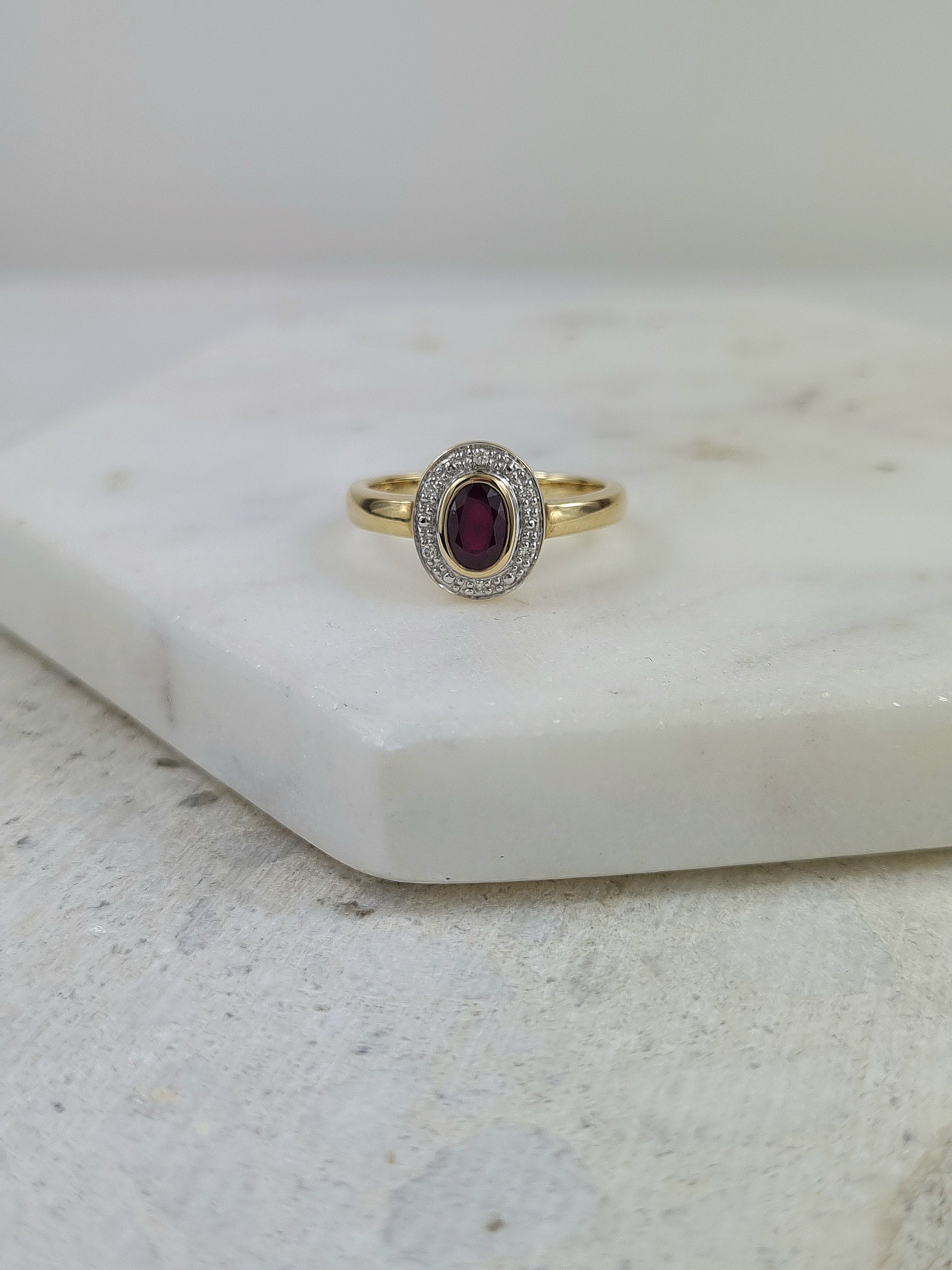 9ct Yellow Gold Ruby and Diamond ring