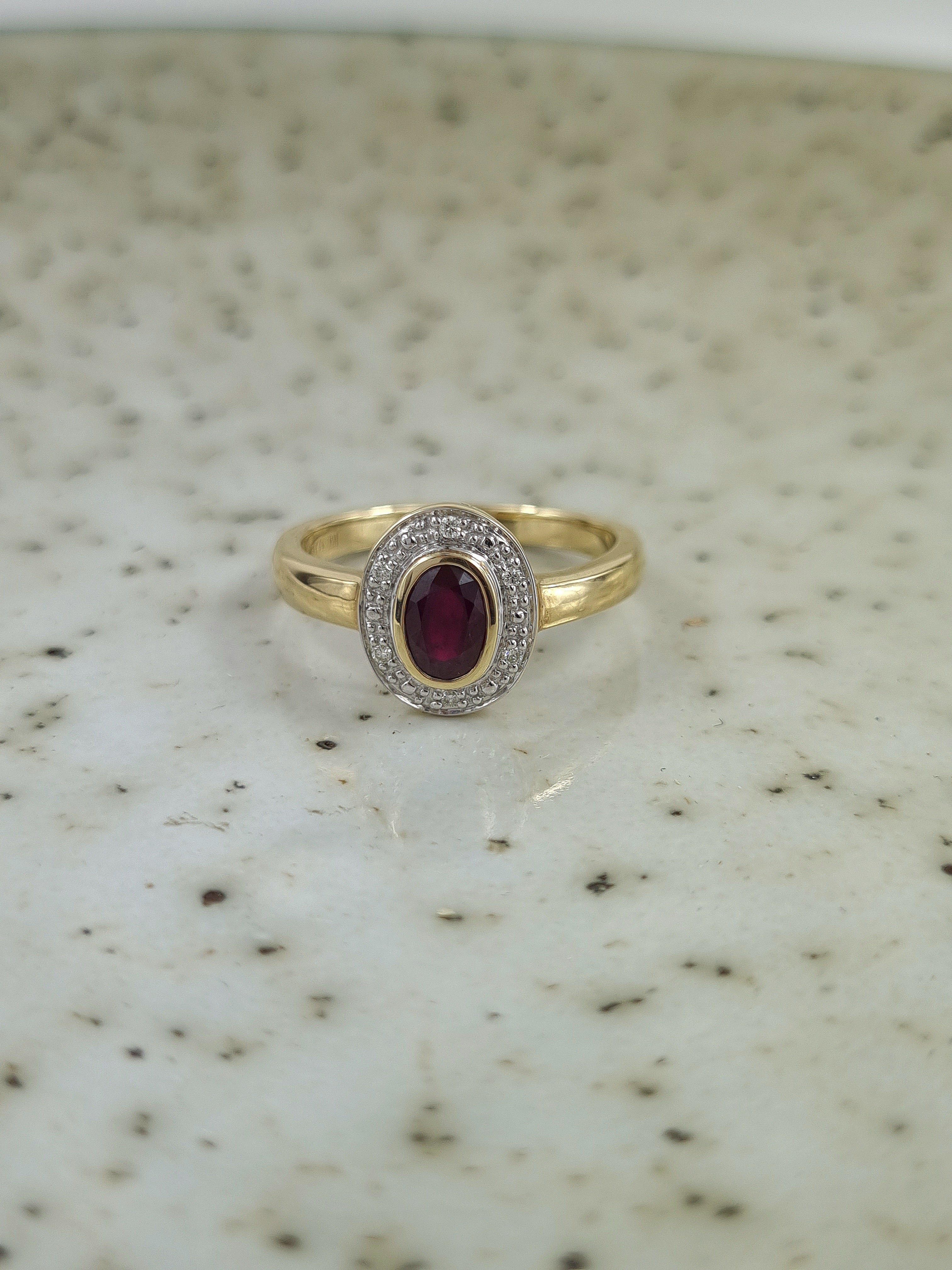 9ct Yellow Gold Ruby and Diamond ring