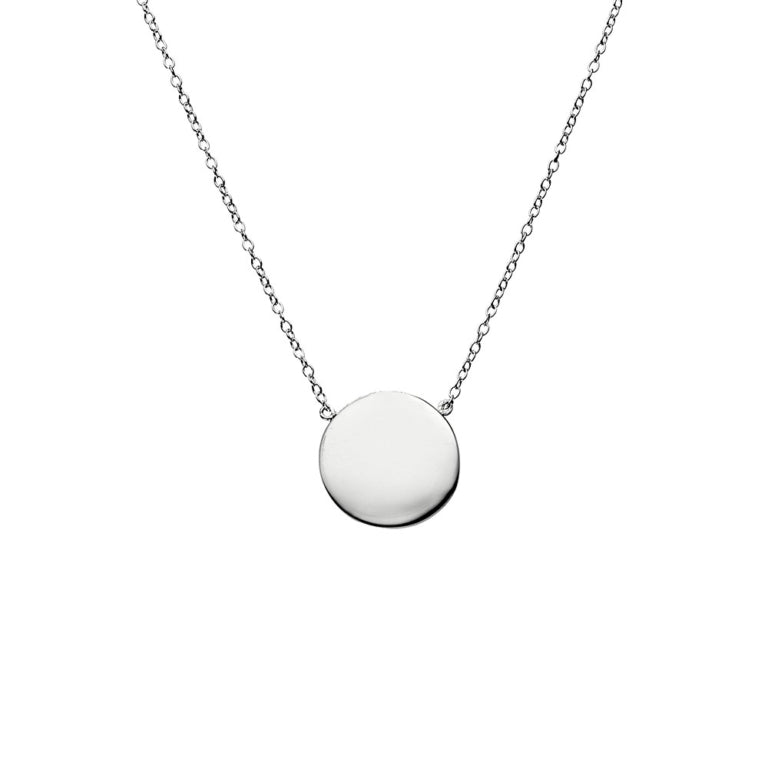 Sterling Silver Round Disc Pendant with chain, 45cm