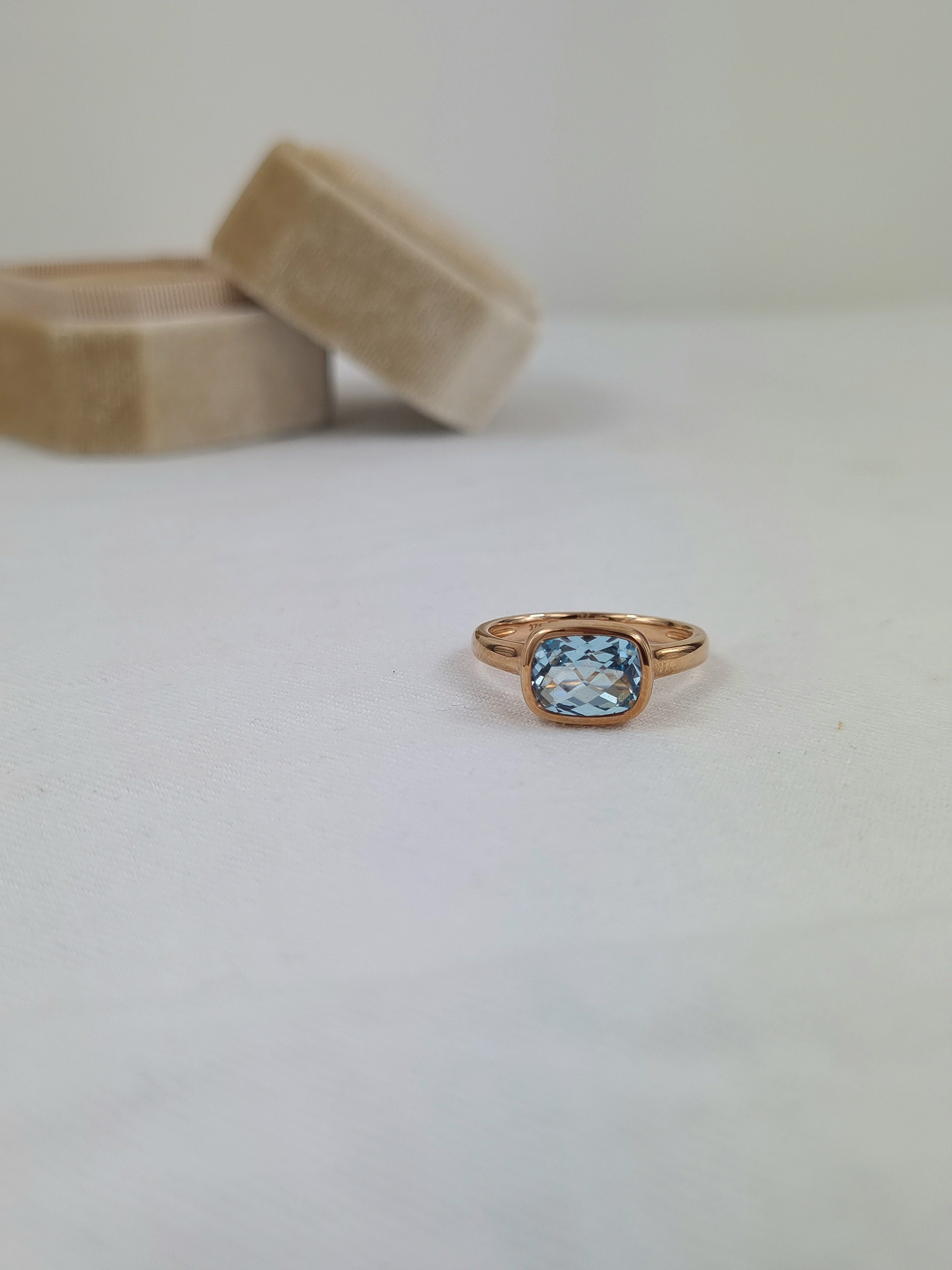 9ct Rose Gold & Blue Topaz ring