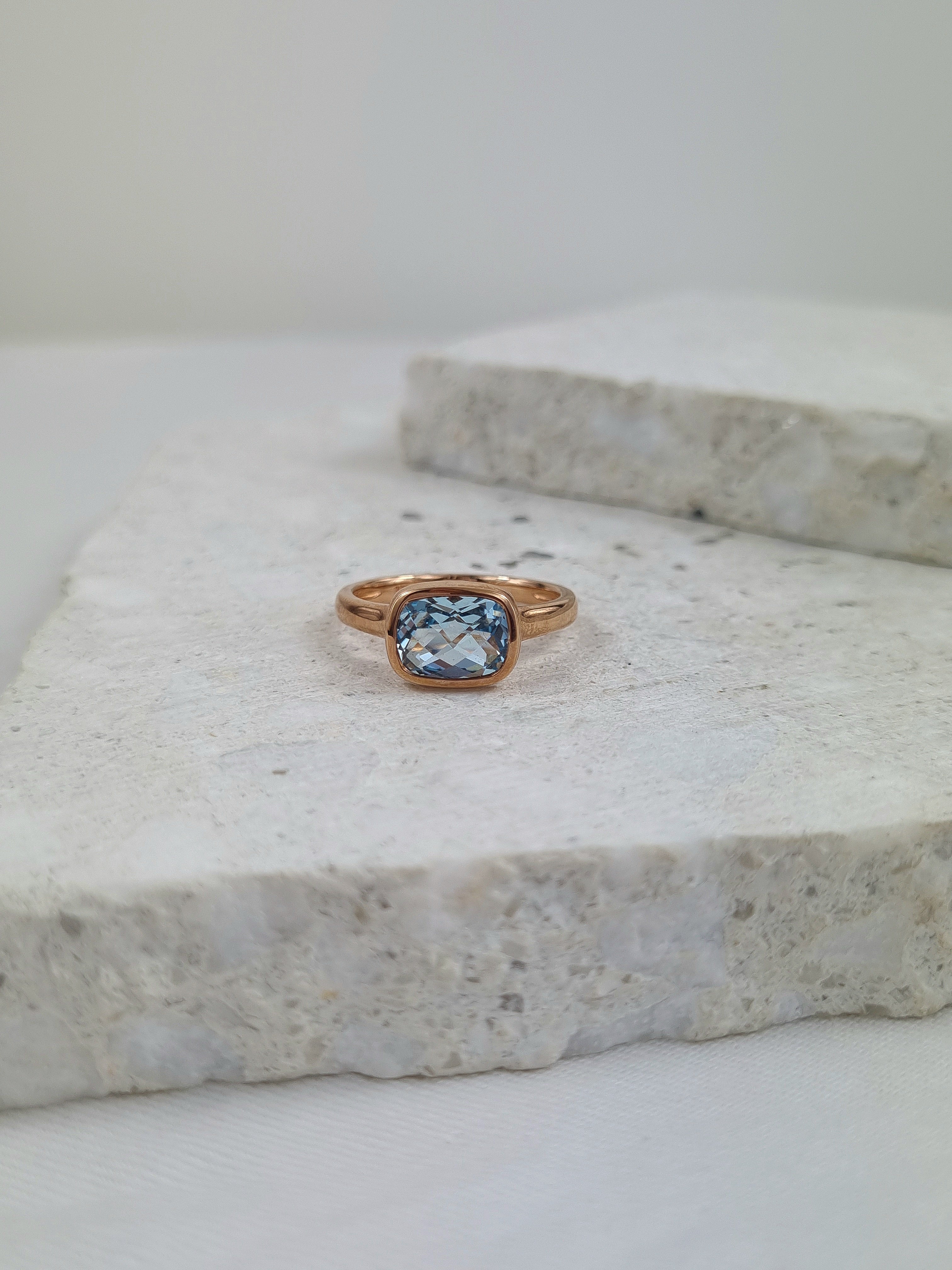9ct Rose Gold & Blue Topaz ring