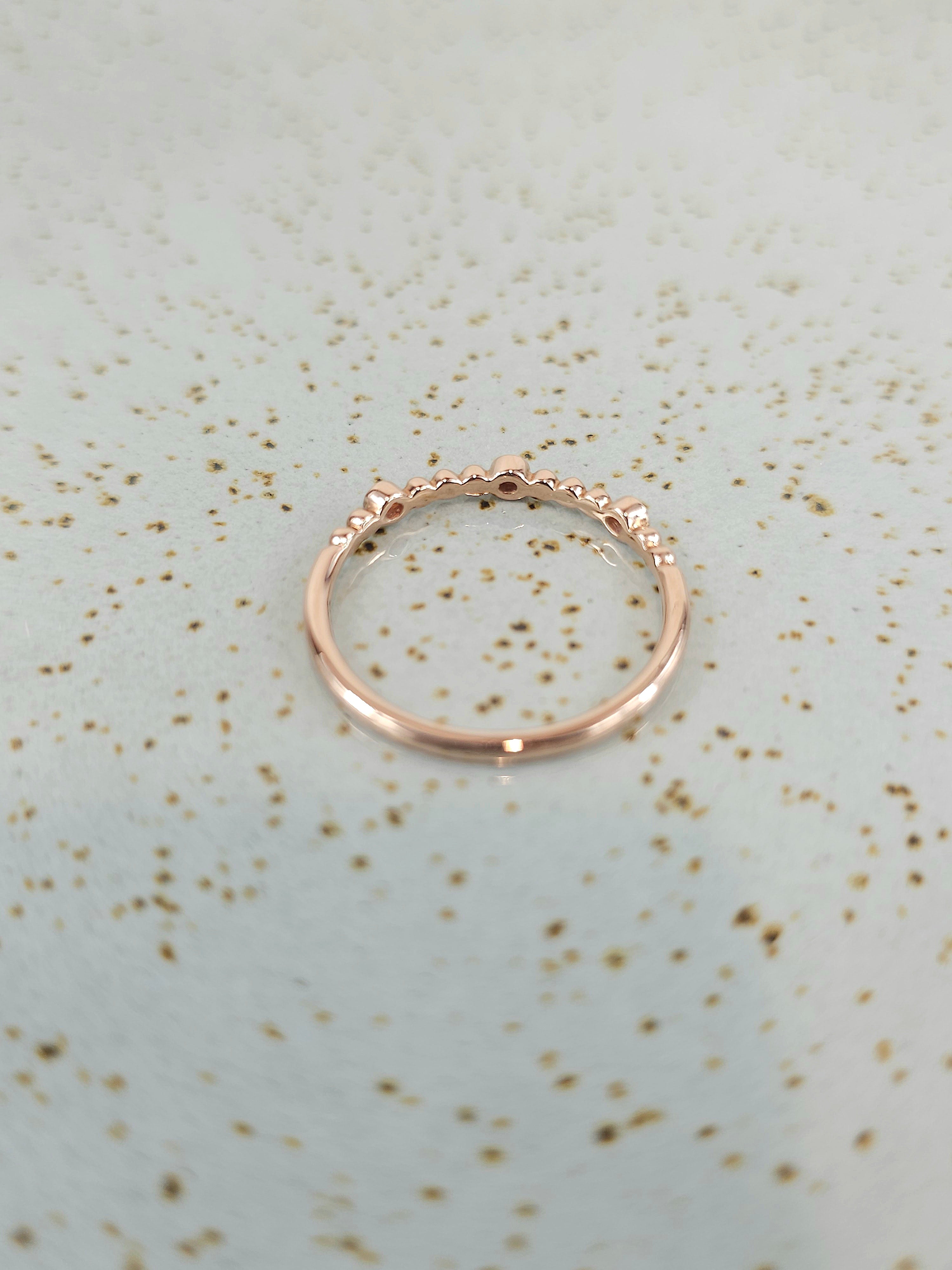 9ct Rose Gold Diamond and ball stacker ring