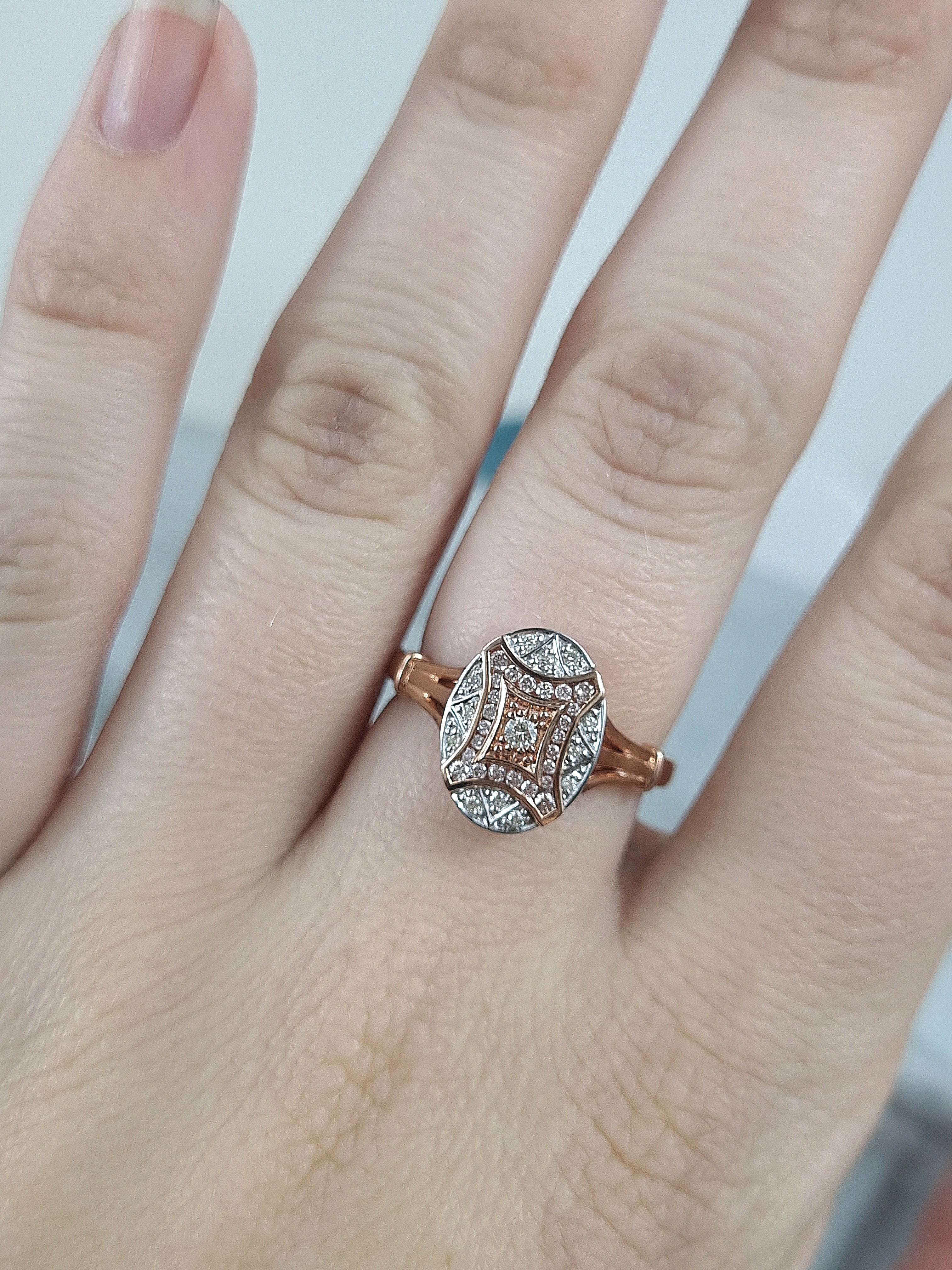 9ct Rose and White Gold 'Pink Caviar' Argyle Diamond ring, 0.125ct total