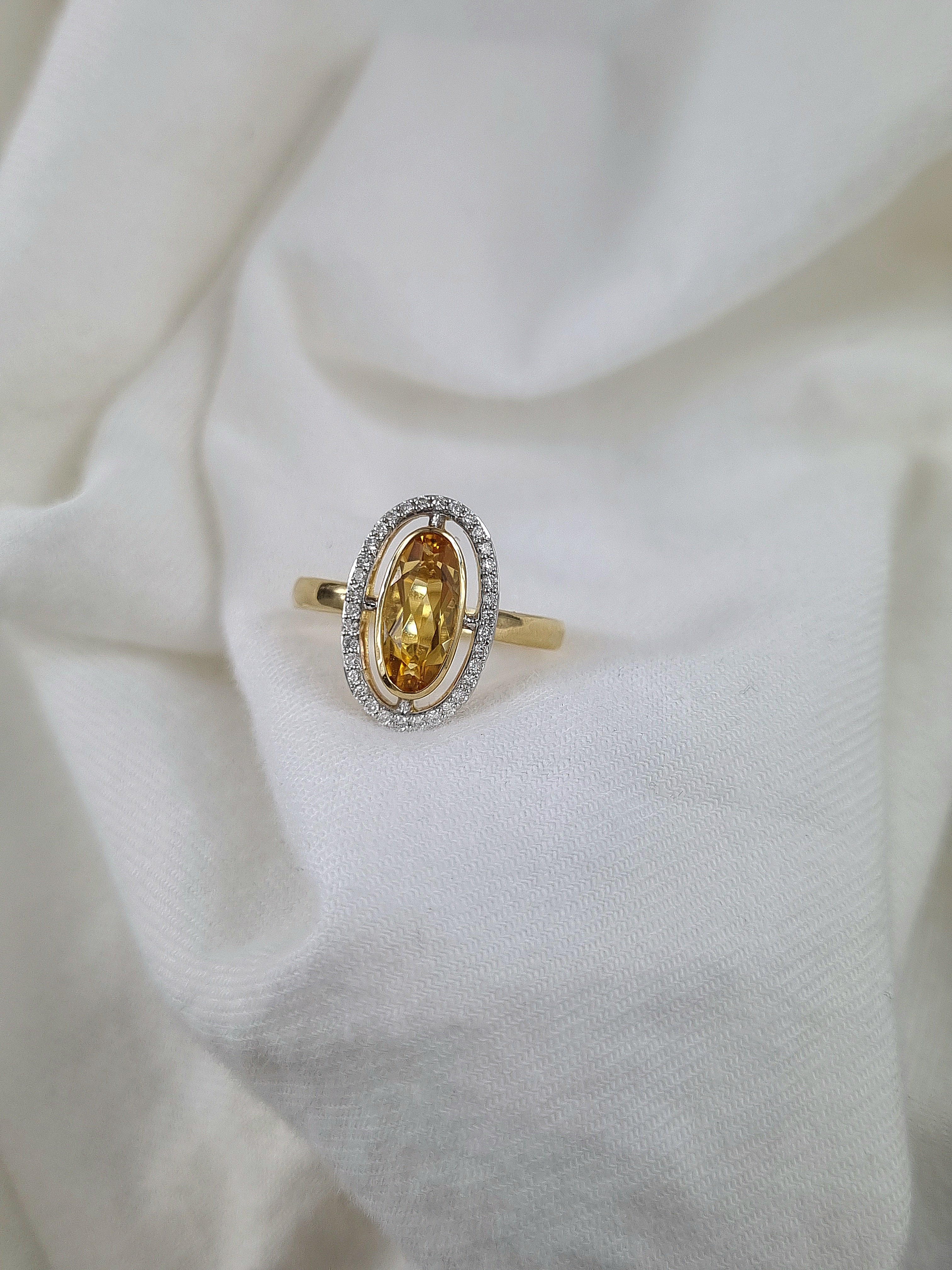 9ct Yellow and White Citrine & Diamond Ring