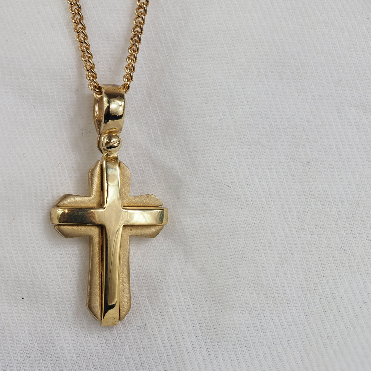 9ct Yellow Gold Layered Cross Pendant